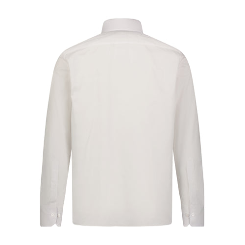 Leo Jacquard White on White Tonal Geometrical Design Long Sleeve Shirt