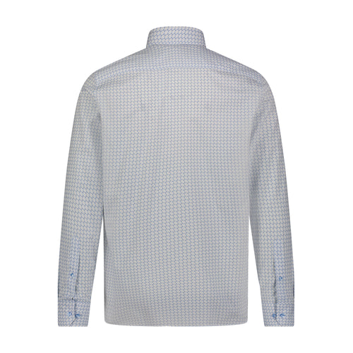 Leo White Dobby Geometrical Print Long Sleeve Shirt