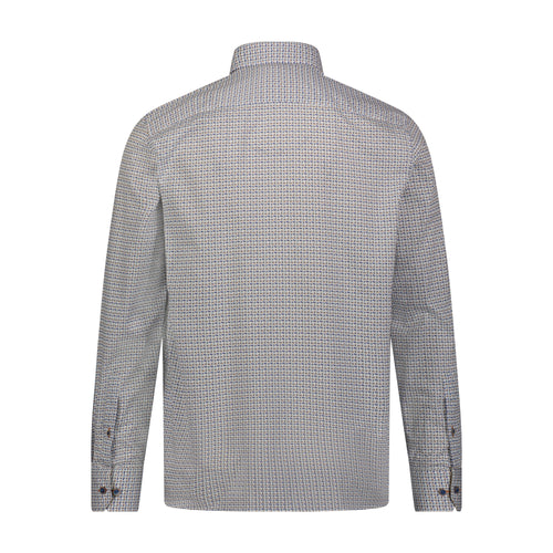 Leo Aqua Fuchsia Cream Multi Geometrical Print Long Sleeve Shirt