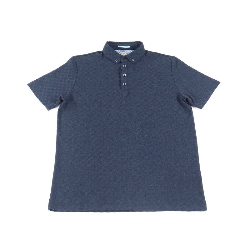SS23 Leo Navy Box Jacquard Polo