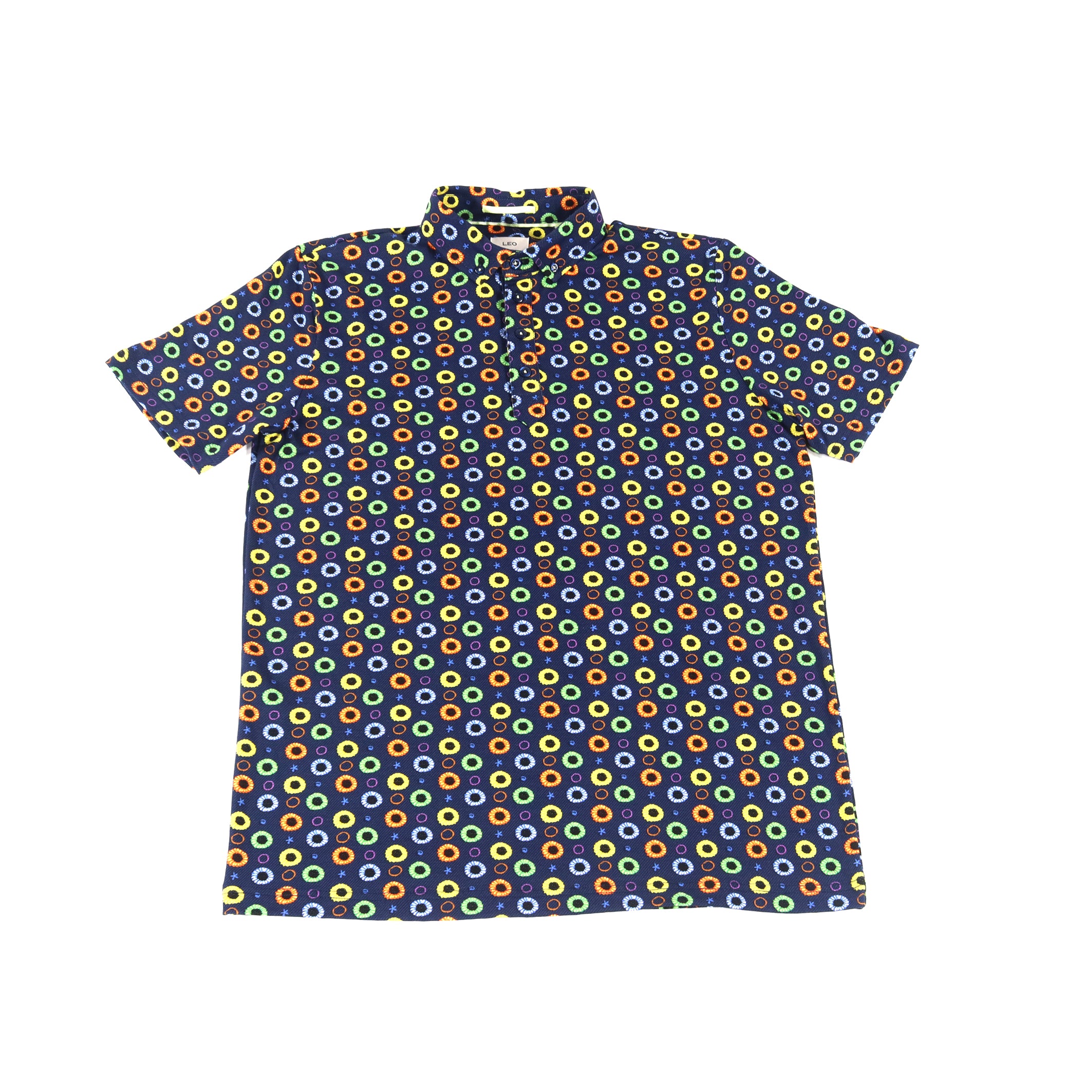 Leo Navy with Multicolor Rings Polo