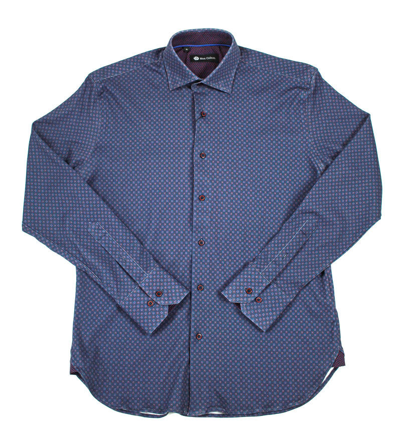 Max Colton Blue & Red Squares Long Sleeve Shirt