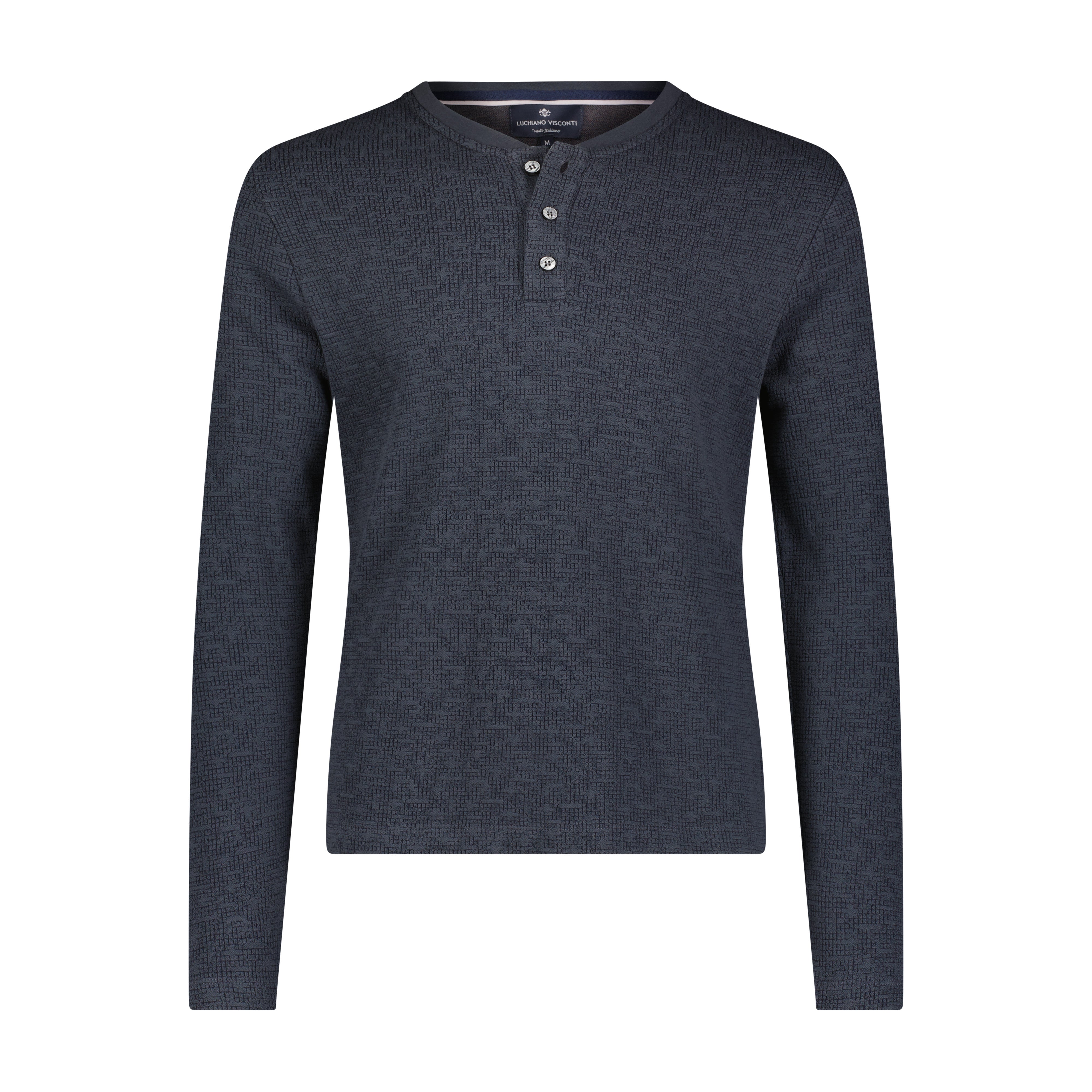 Navy Jacquard Performance Henley