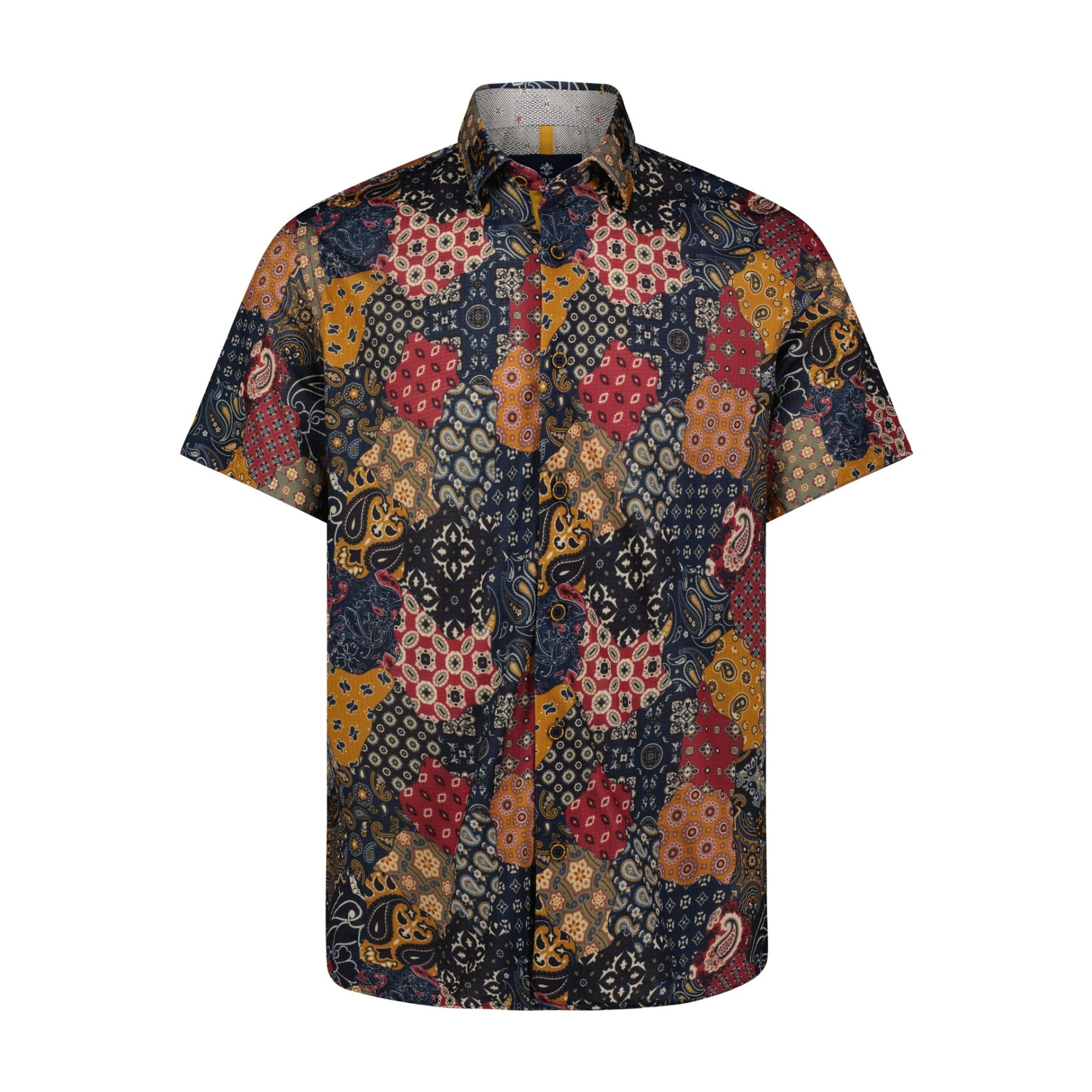 Multicolor Paisley Print Short Sleeve Shirt