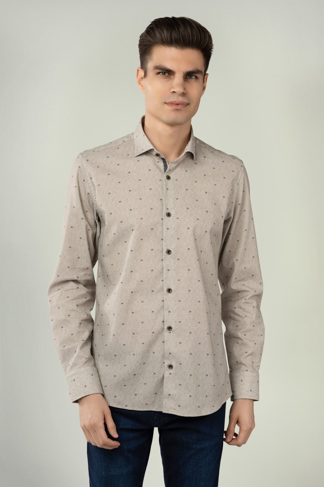 Leo Sand Diamond Jacquard Shirt
