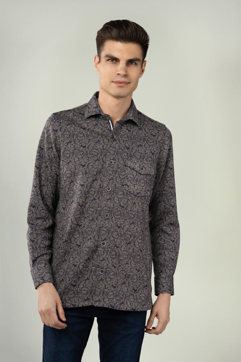 Leo Sapphire Blue with Yellow and White Paisleys Jacquard Shirt