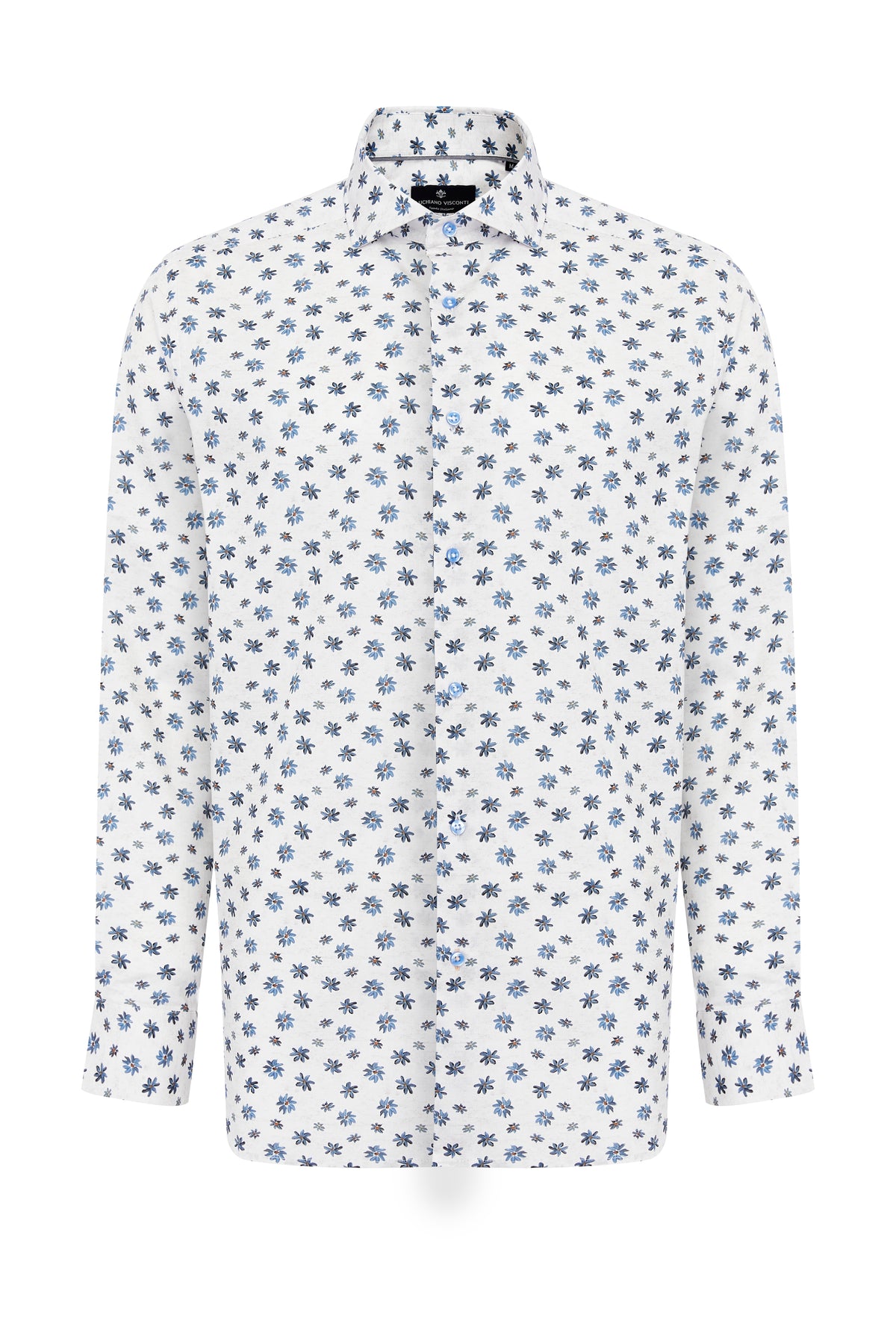 Morning Blue Flowers Print Shirt
