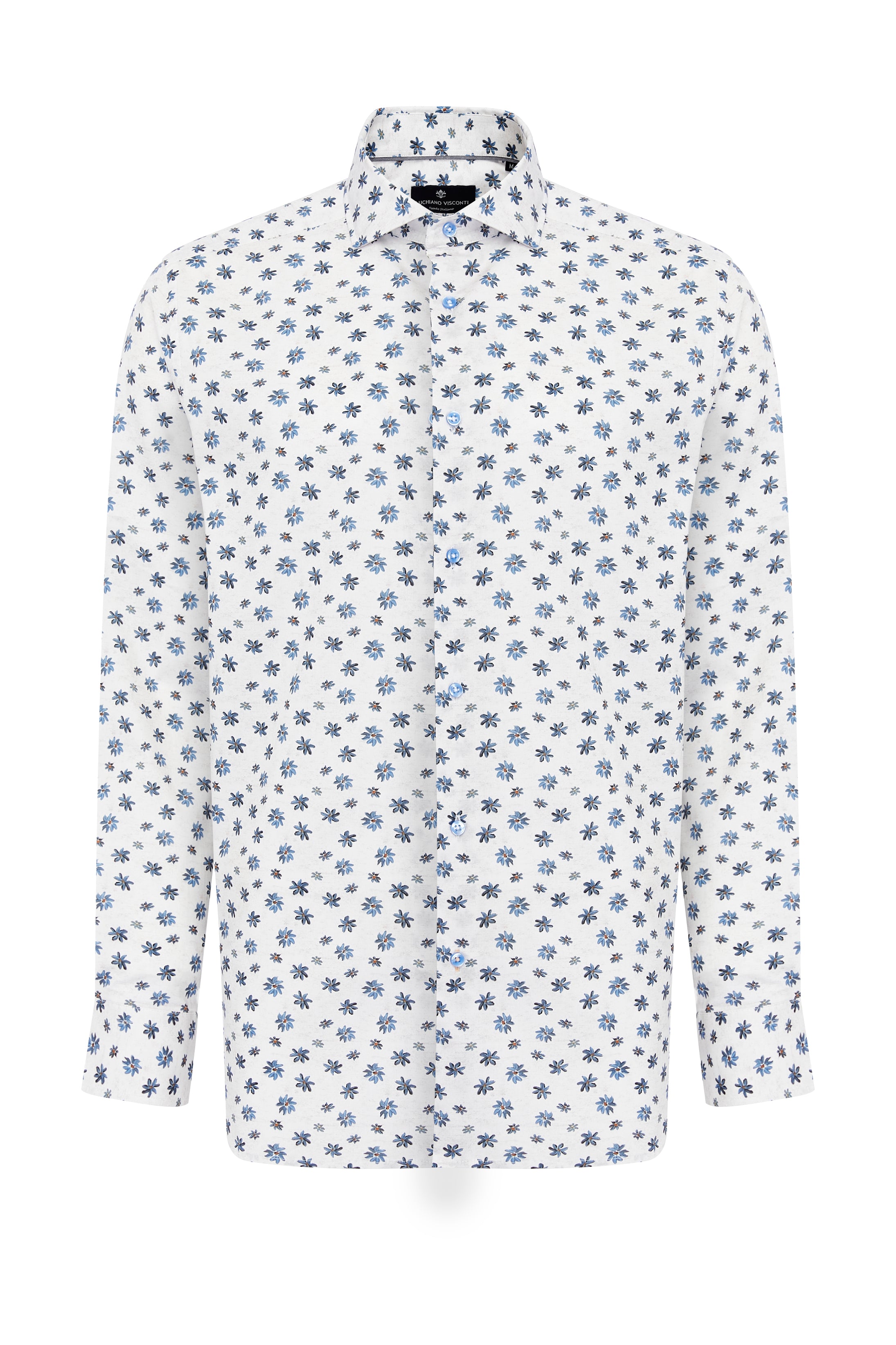 Morning Blue Flowers Print Shirt
