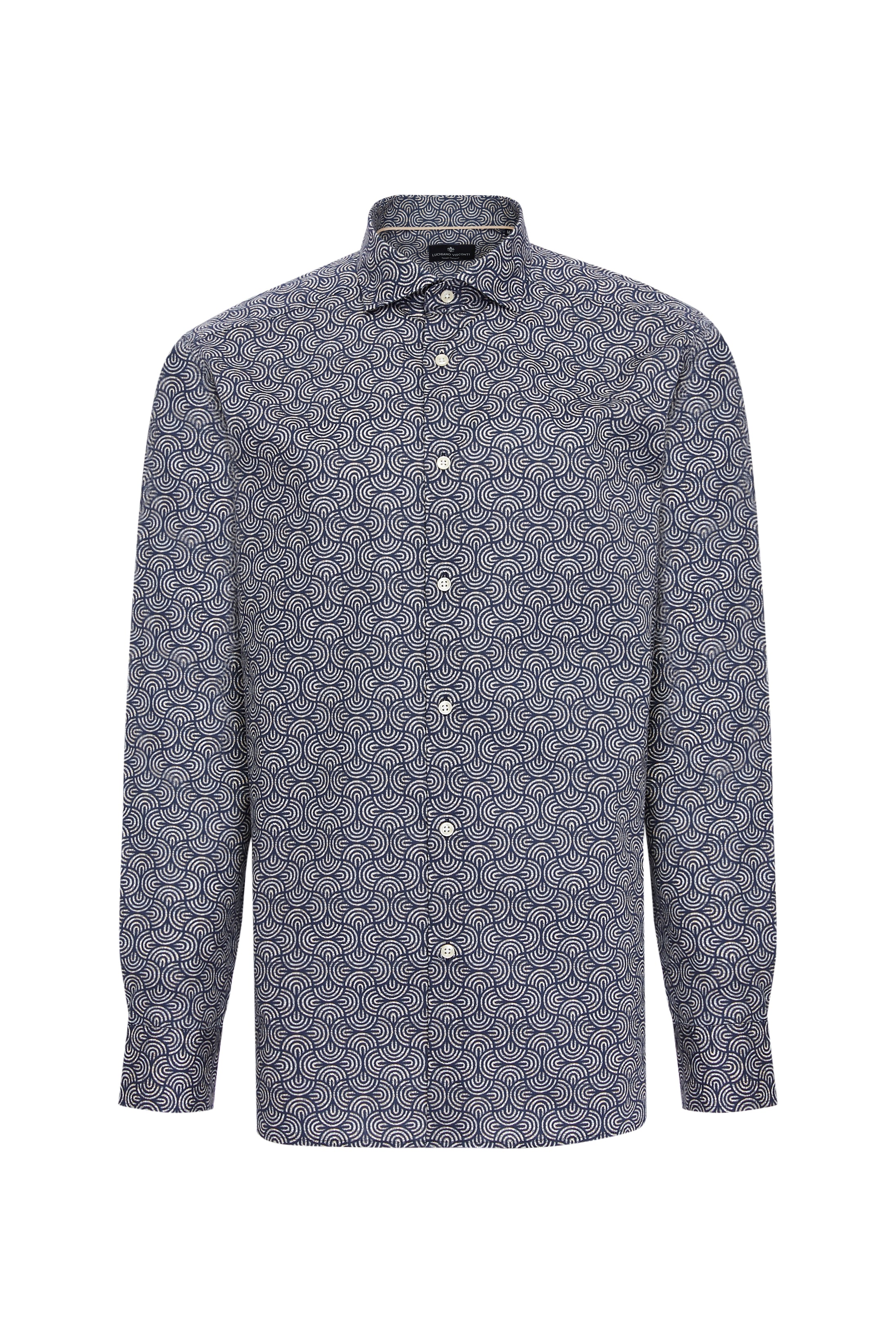 Navy Geo Swirl Print Shirt