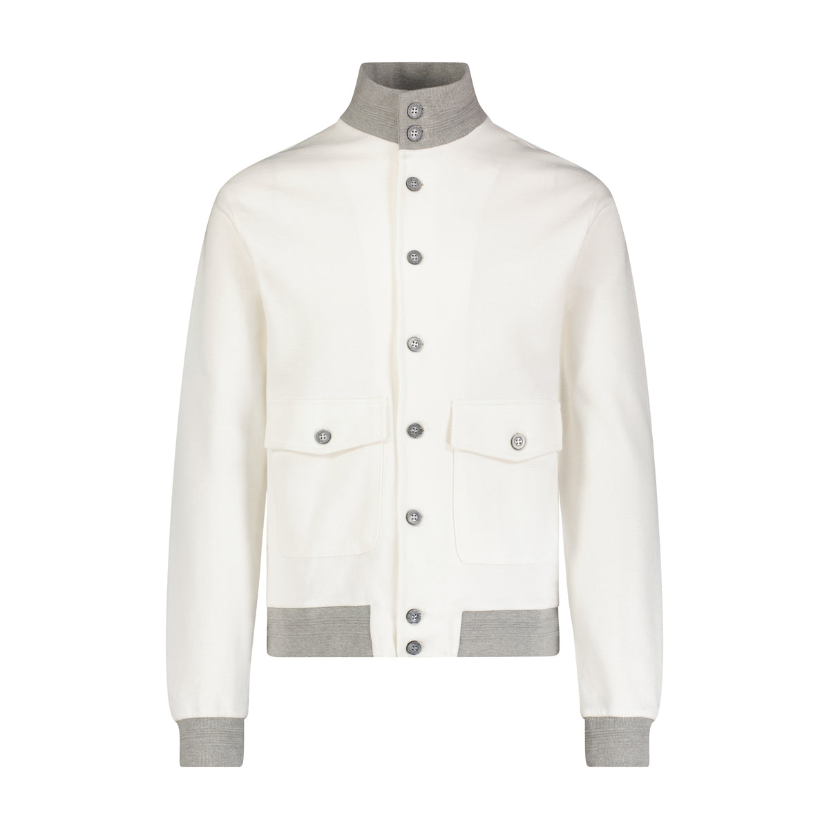 White Buttoned Bomber Jacket