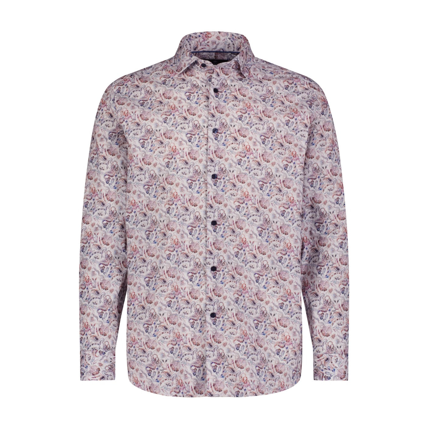 Digital Floral Paisley Print Long Sleeve Woven Shirt