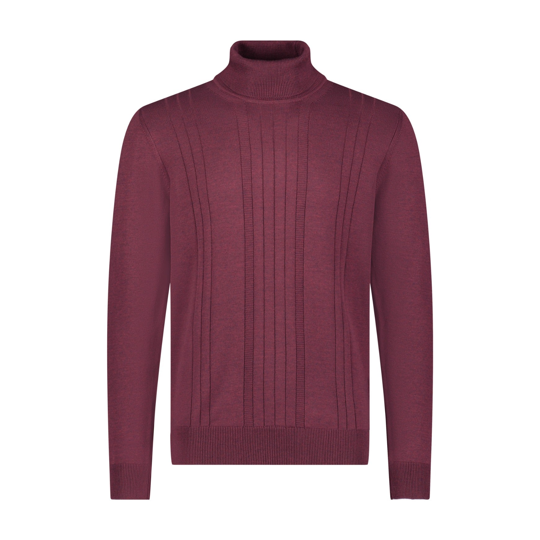 Maroon turtleneck sweater on a white background