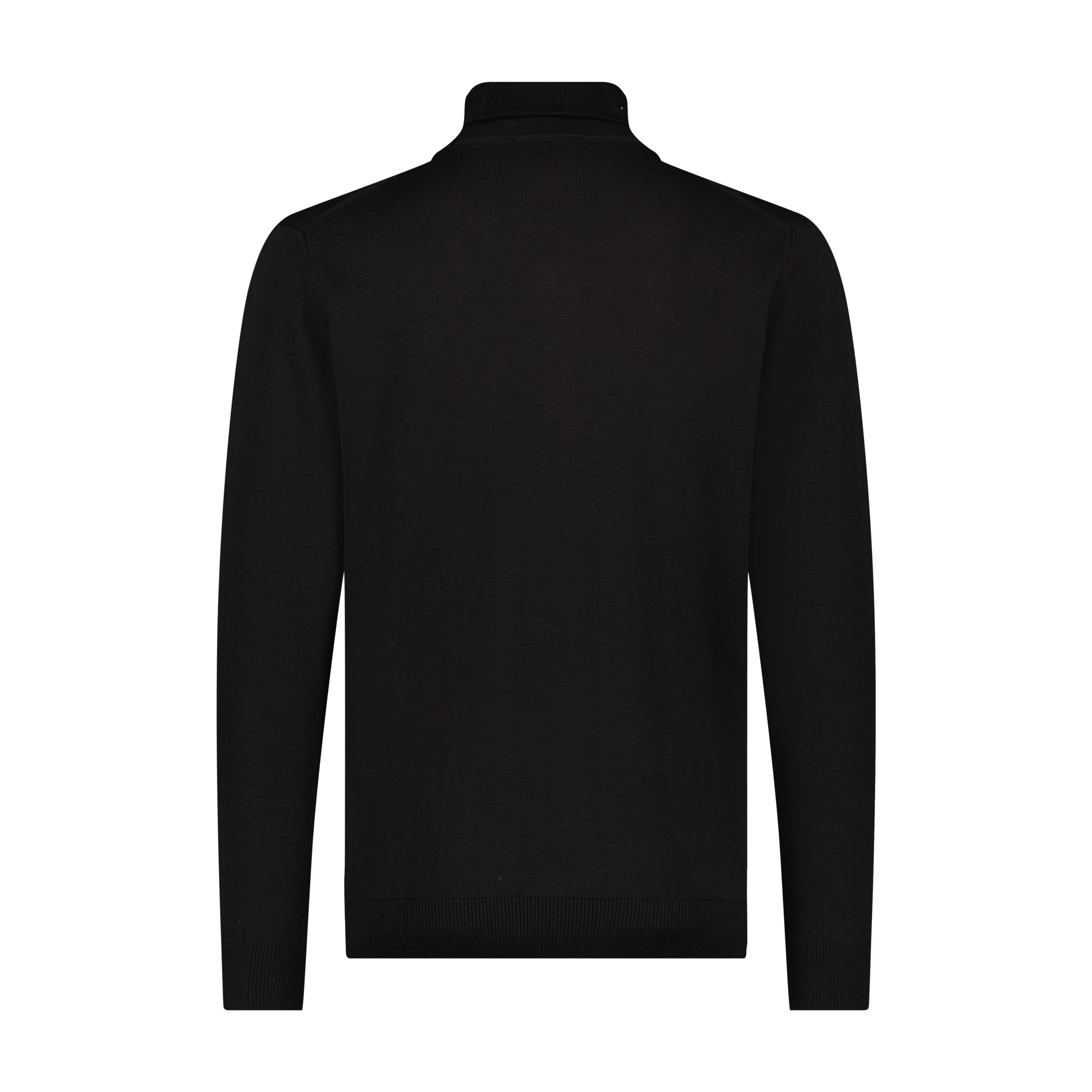 Black turtleneck sweater on a white background