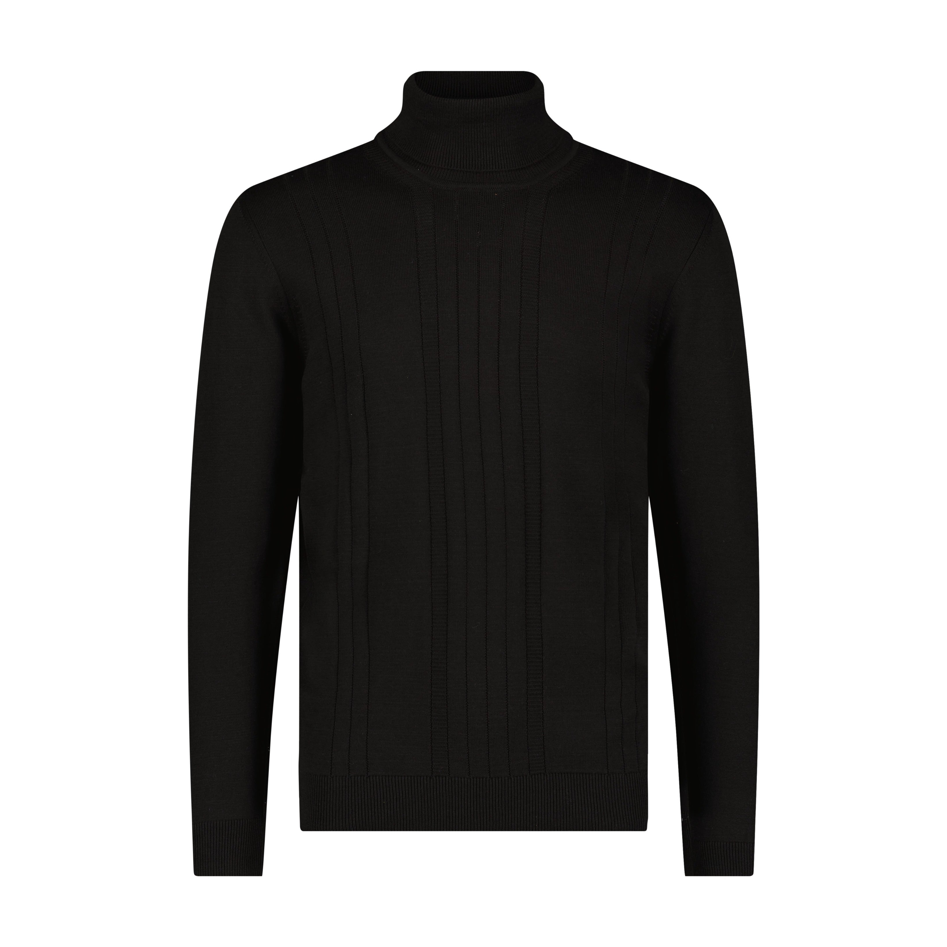 Black turtleneck sweater on a white background