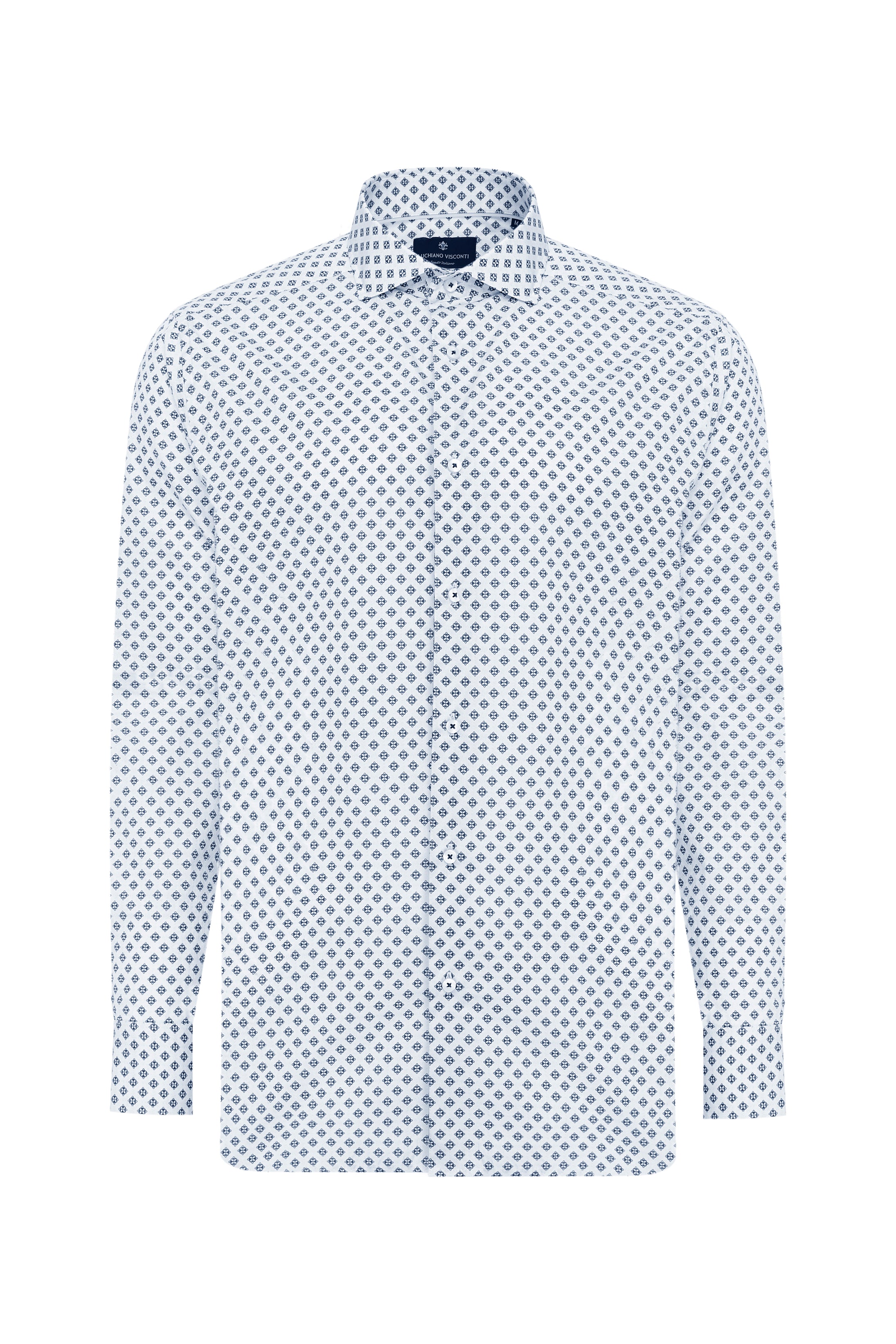 Sky Floral Geo Diamond Print Shirt