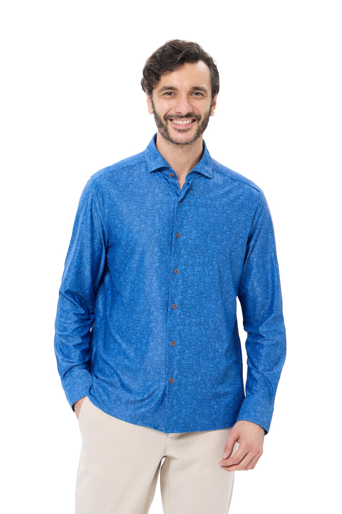 French Blue Reversible Geo Diamond Print Shirt