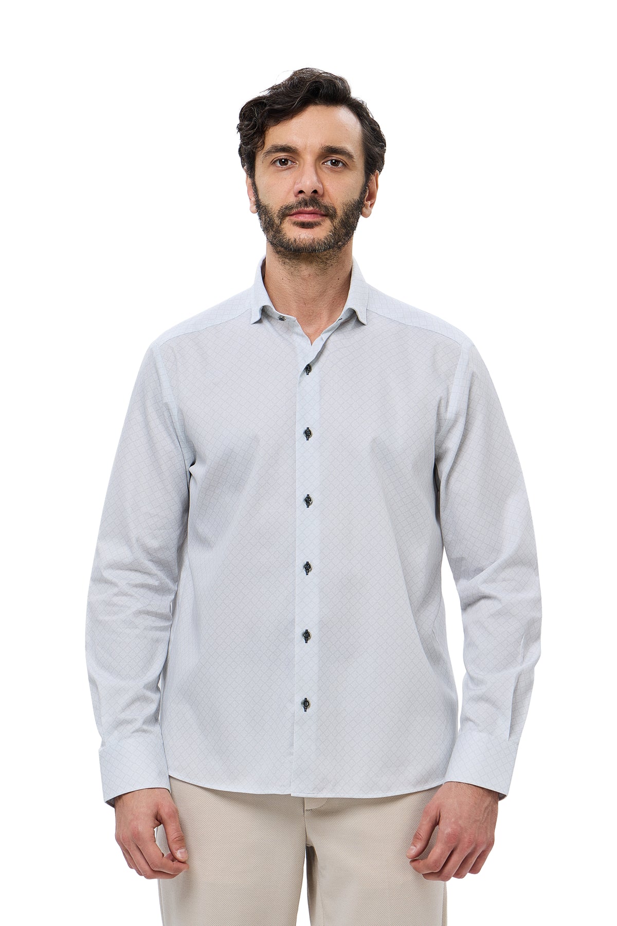 Oxford Dobby Geo Print Button Down Shirt