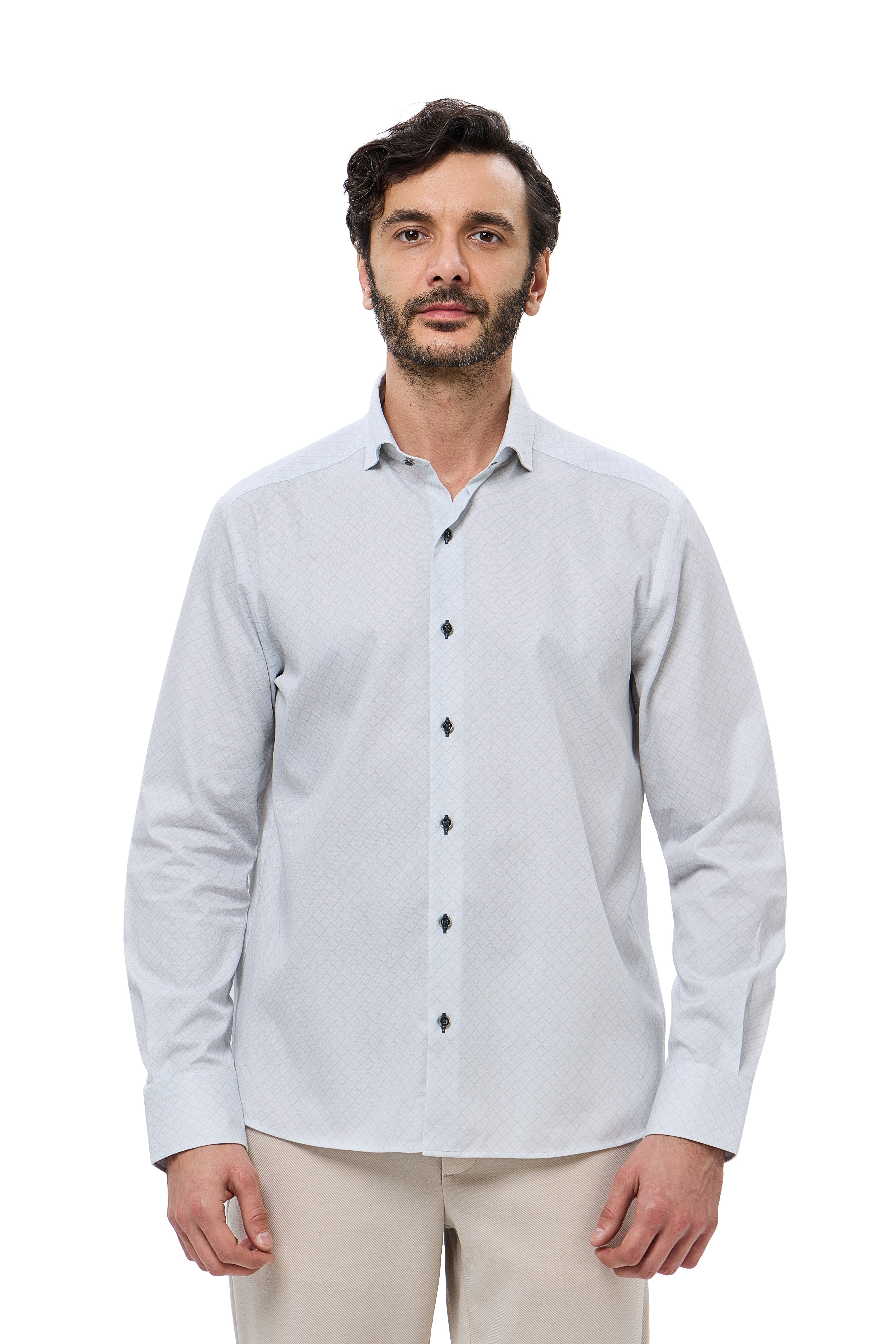 Oxford Dobby Geo Print Button Down Shirt