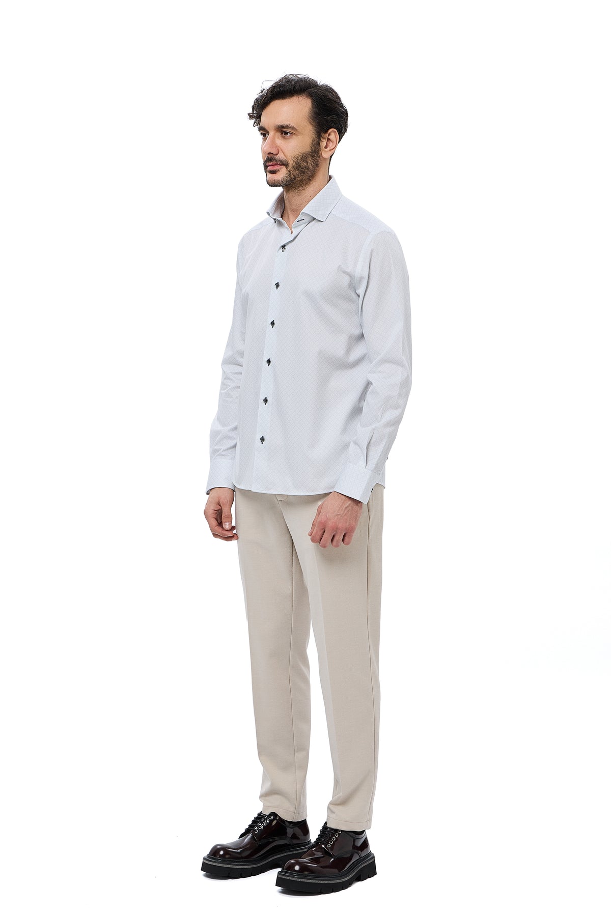 Oxford Dobby Geo Print Button Down Shirt