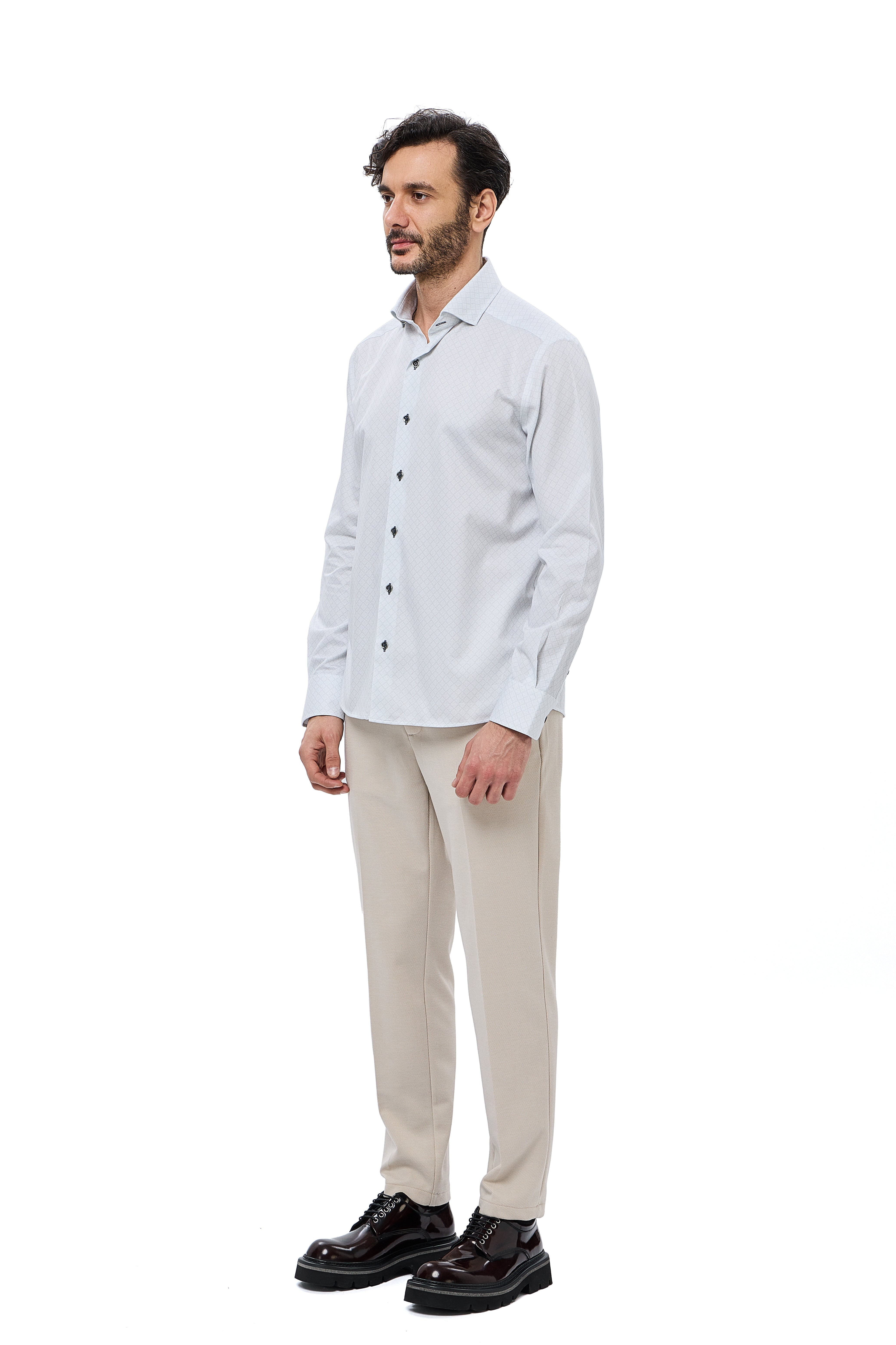 Oxford Dobby Geo Print Button Down Shirt