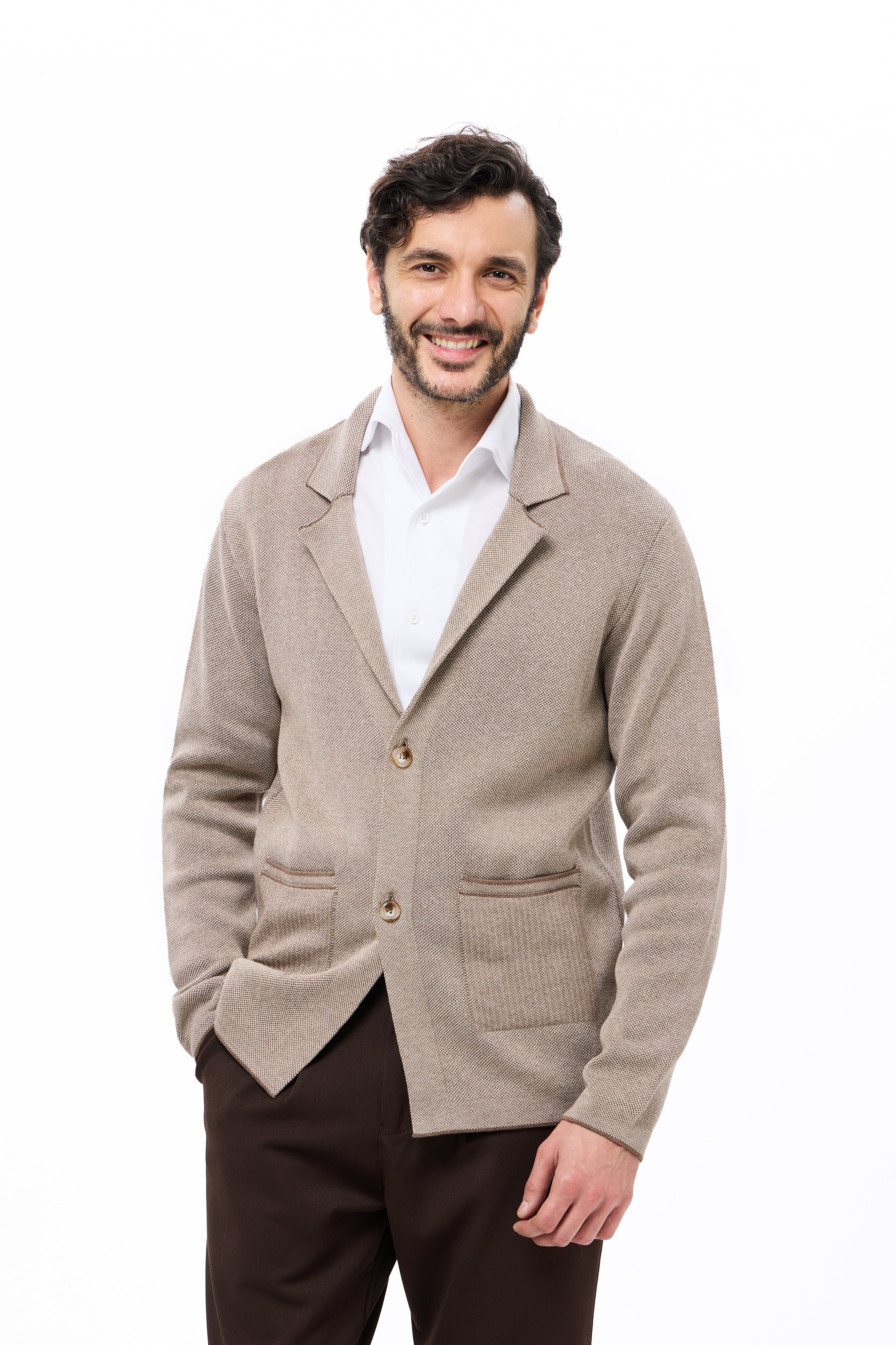 2-Button Textured Sweater Jacket