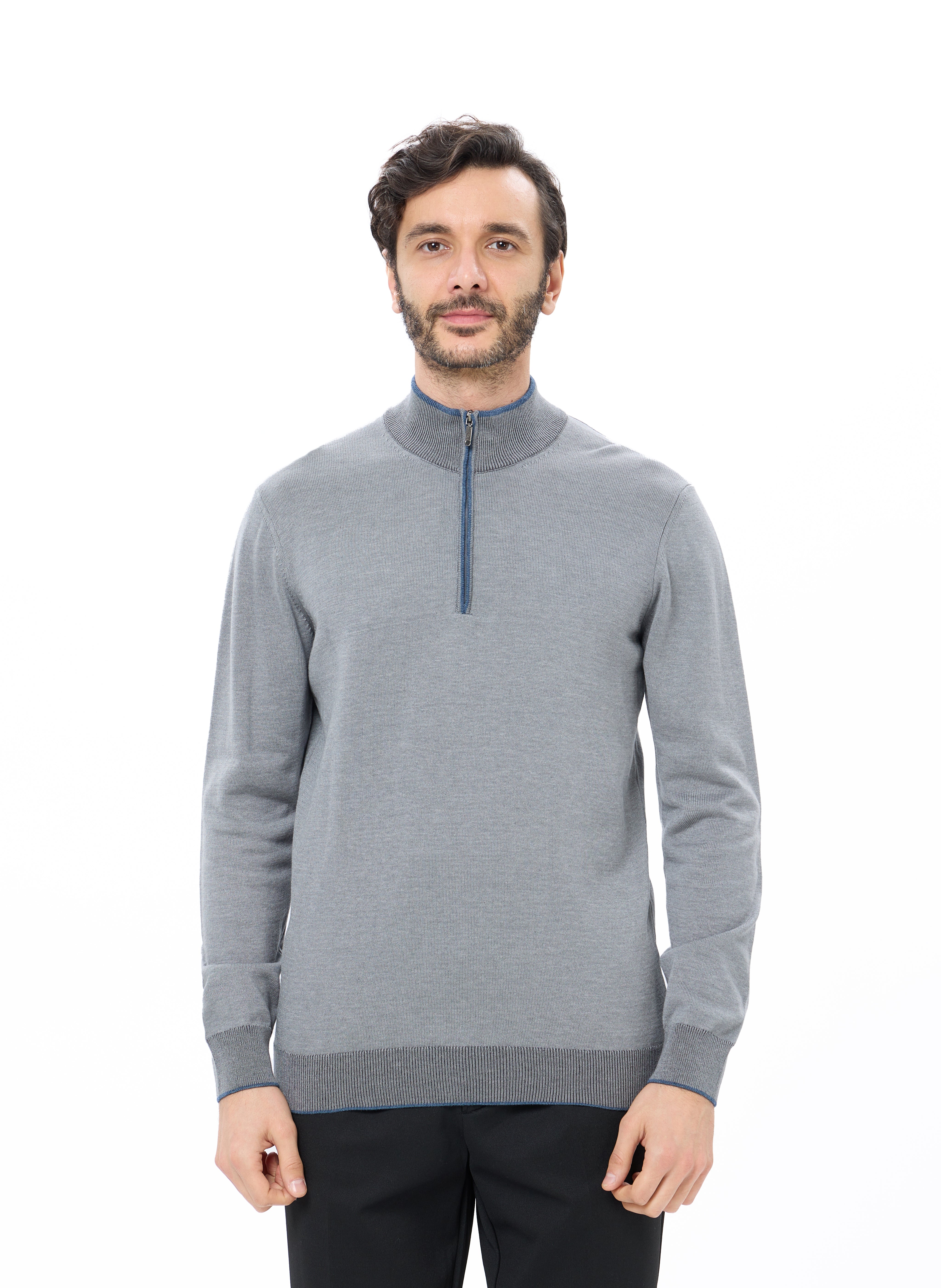 Lite Grey Banded Quarter Zip