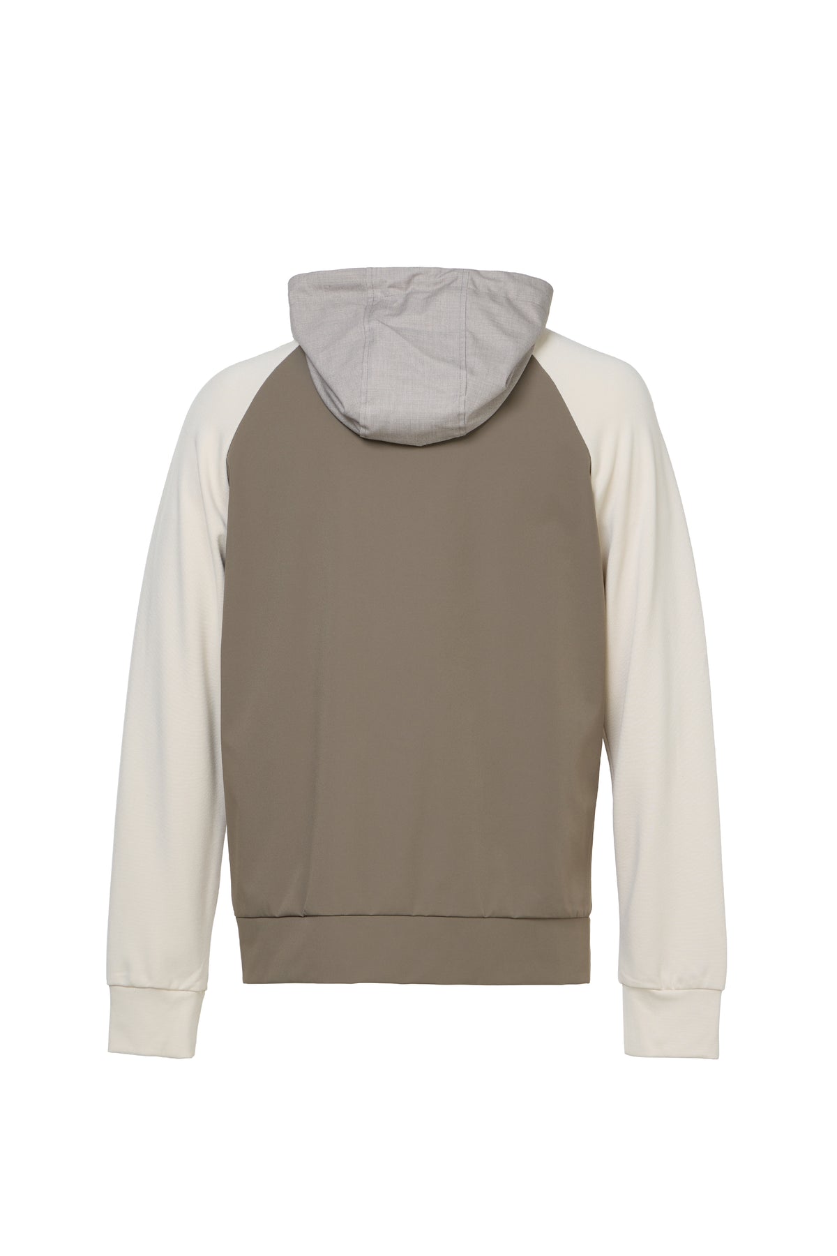 Taupe Full Zip Hoodie with Double Faced Interlock Sleeves