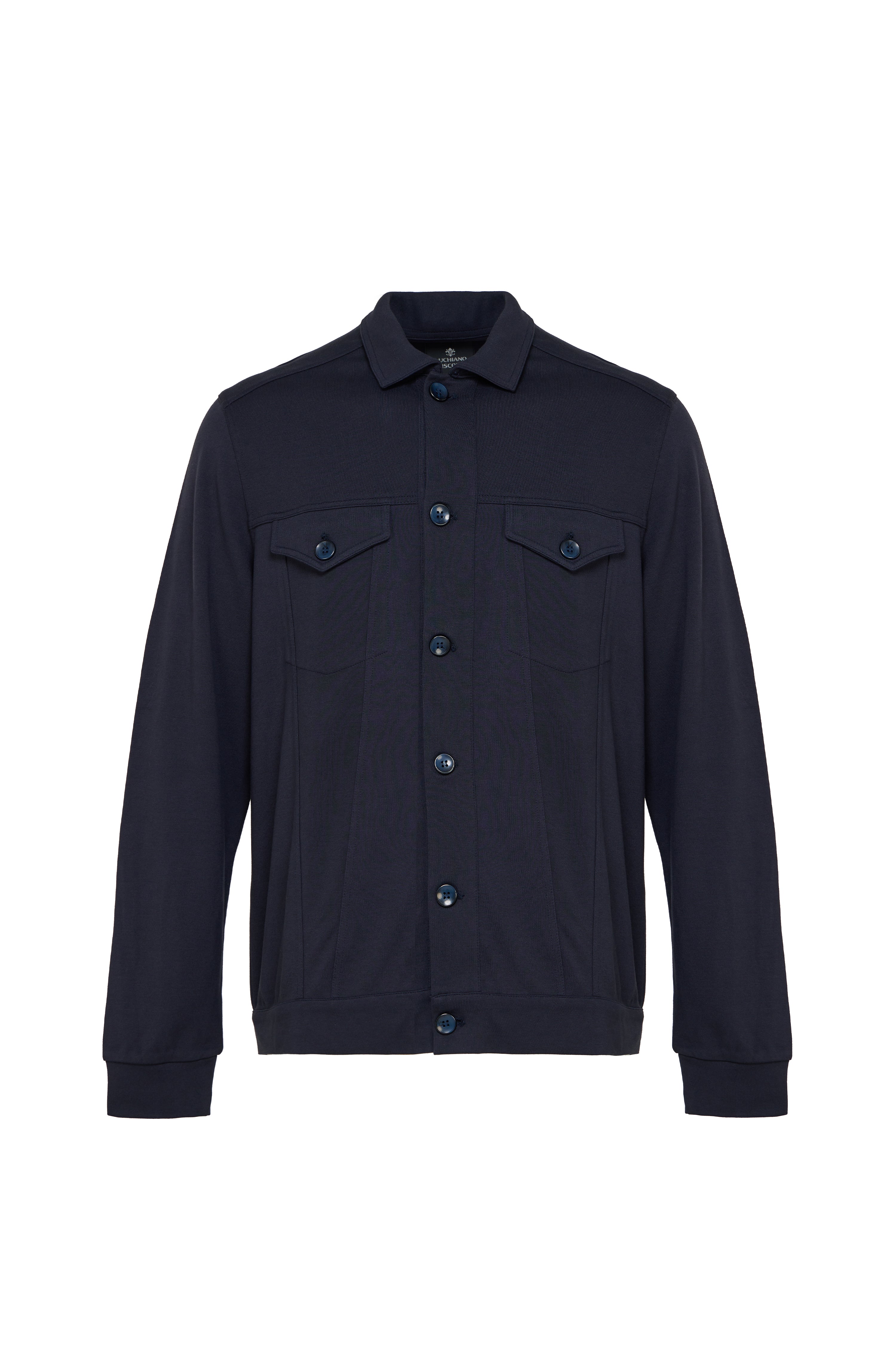 Navy Button-Up with Satin Finish