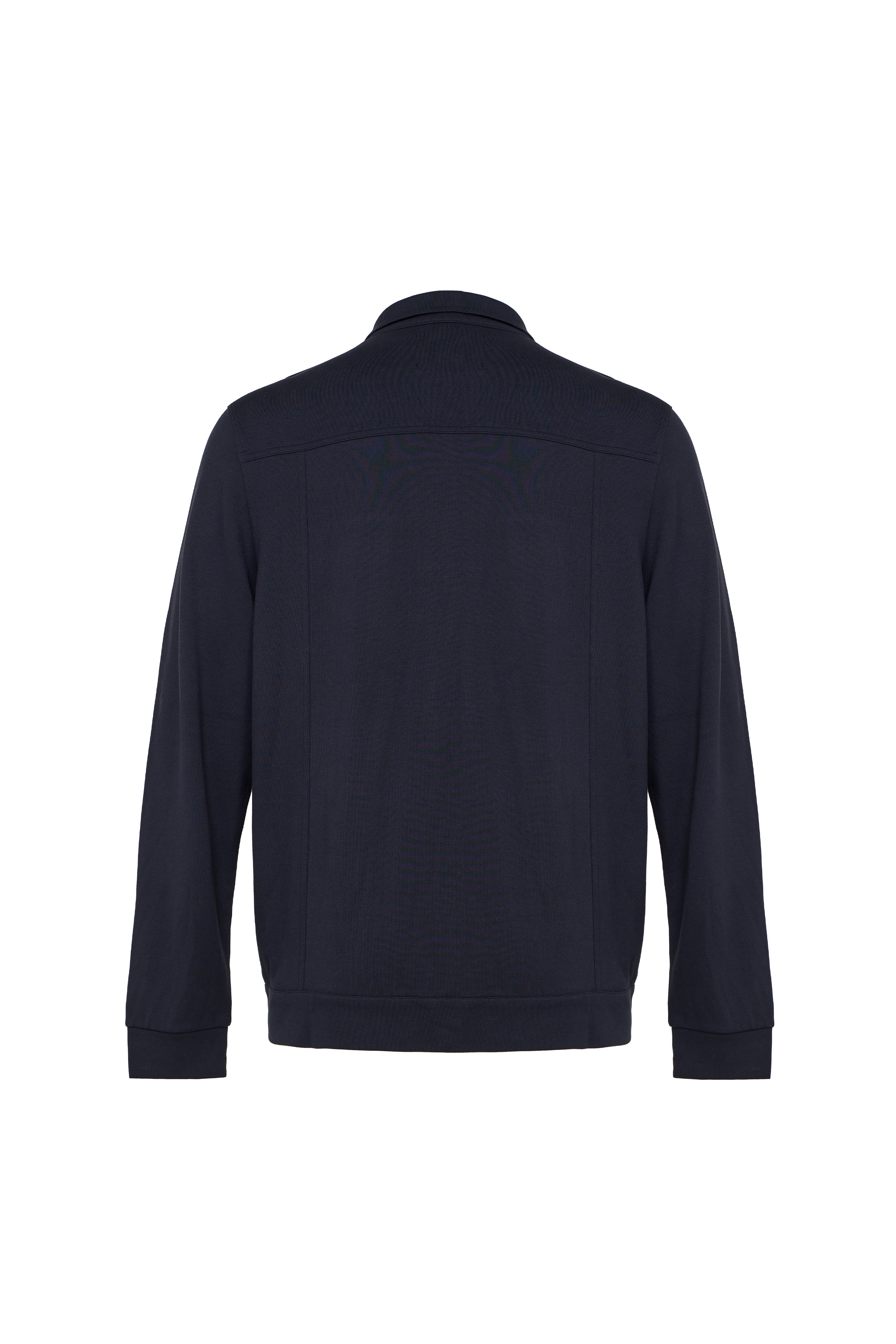 Navy Button-Up with Satin Finish