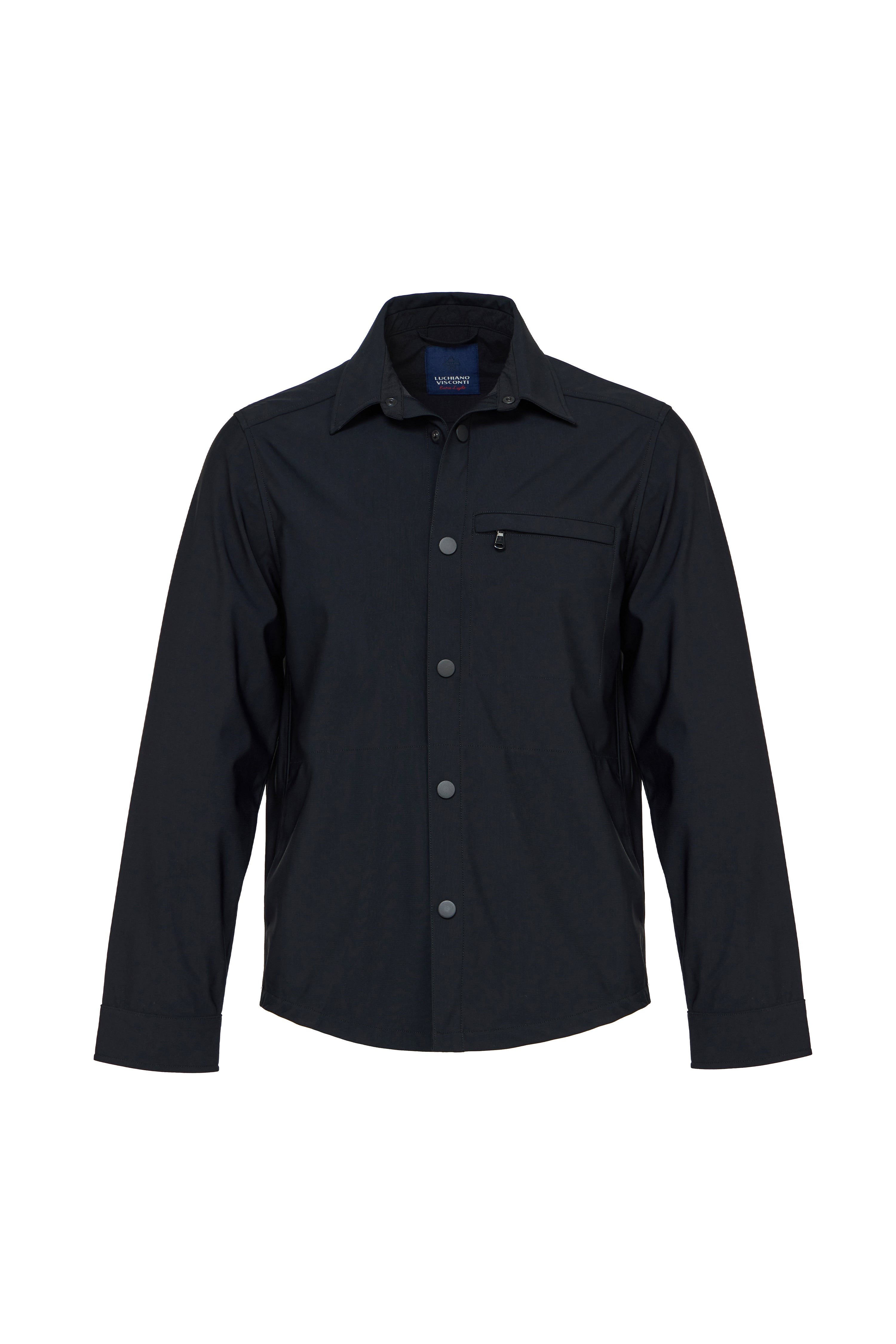 Black 4-Way Stretch Water-Repellent Shirt Jacket