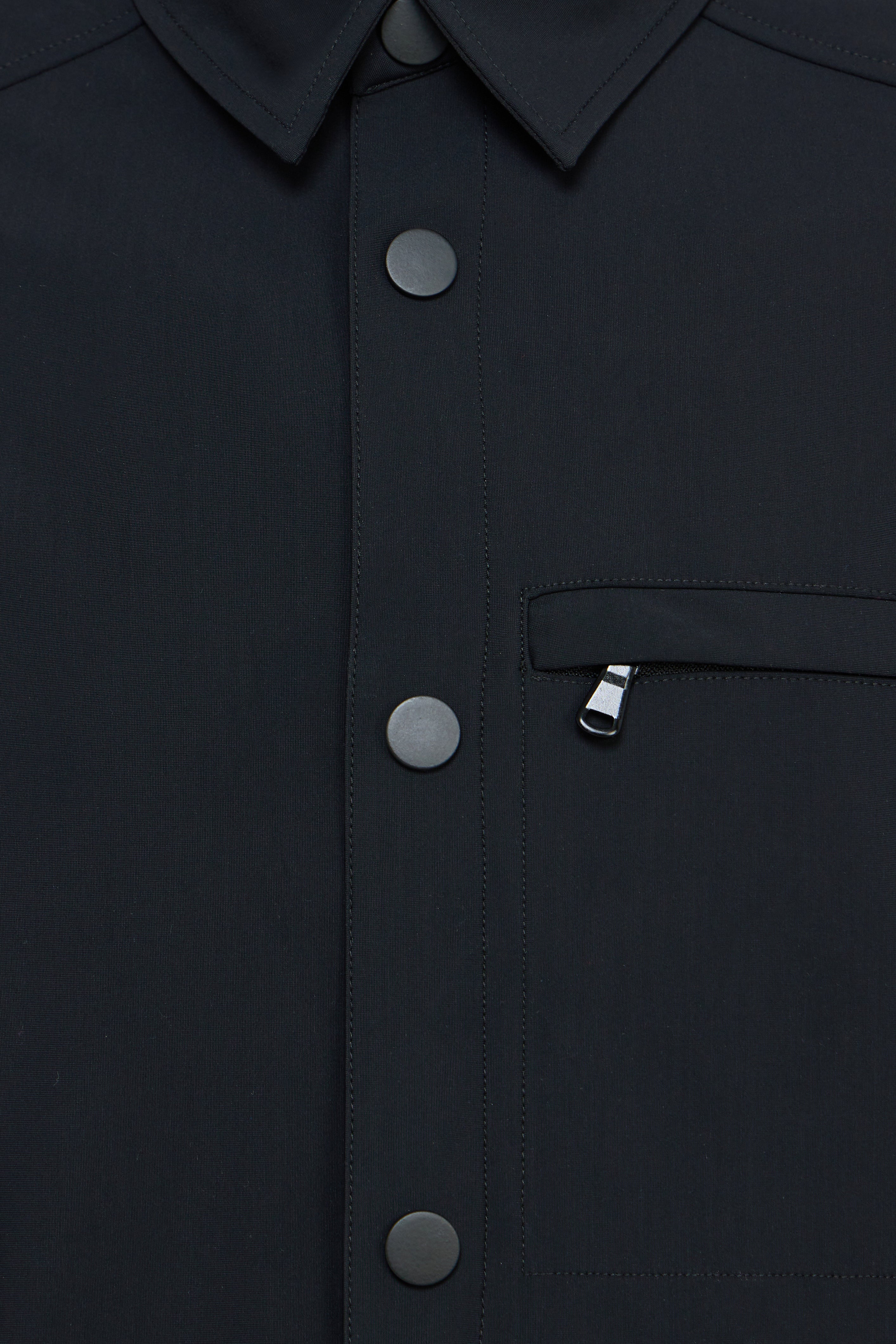 Black 4-Way Stretch Water-Repellent Shirt Jacket