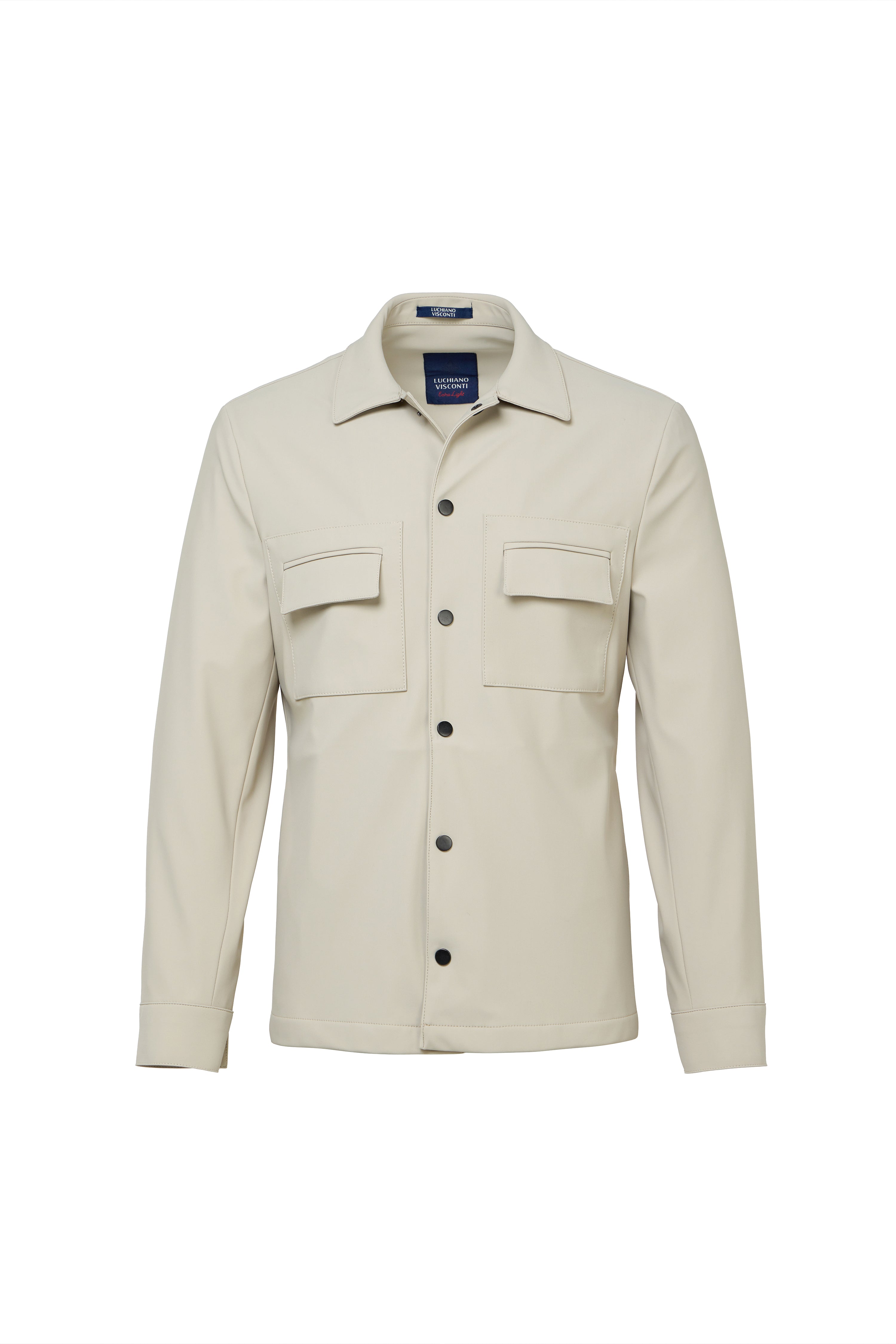 Beige 4-Way Stretch Water-Repellent Shirt Jacket