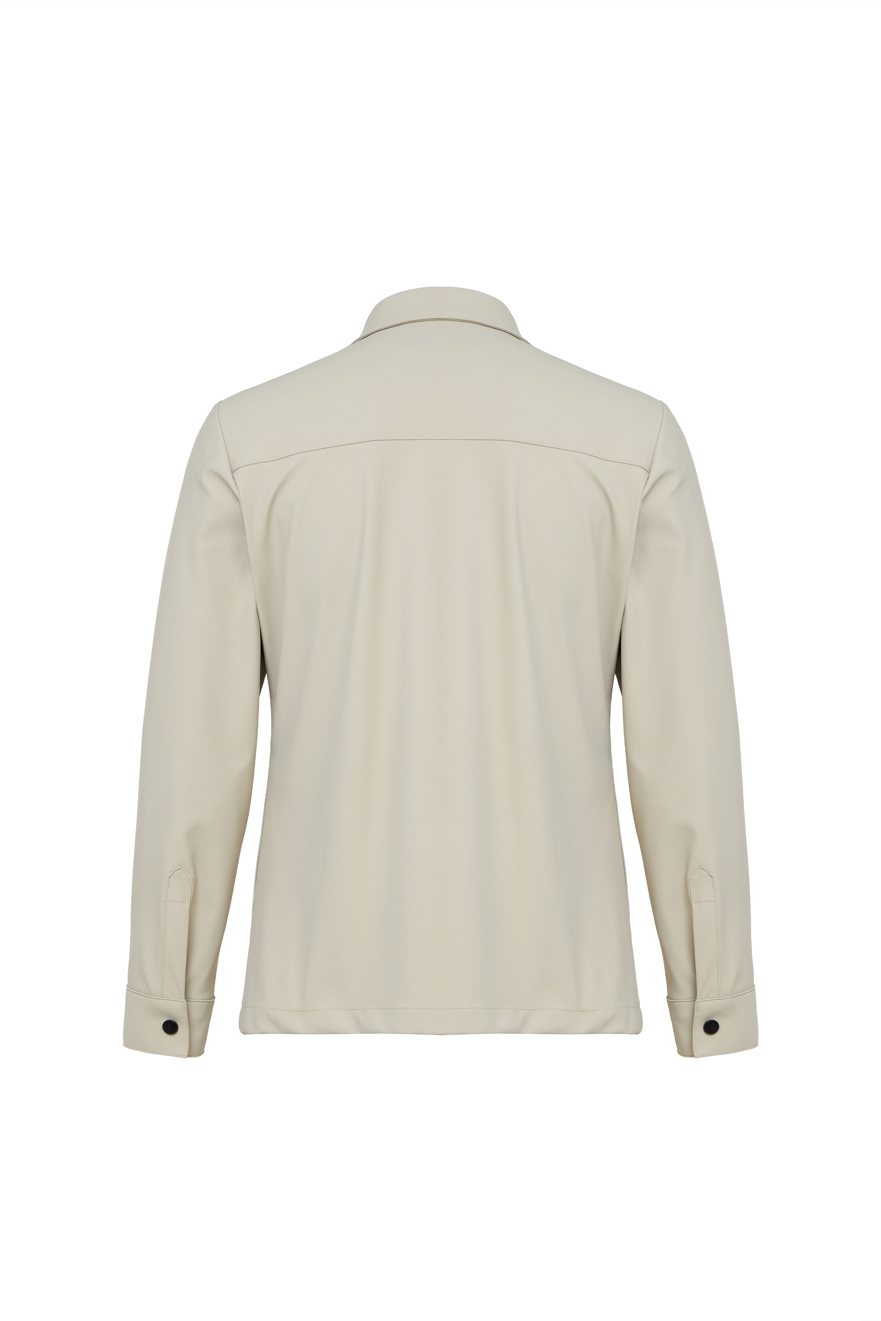Beige 4-Way Stretch Water-Repellent Shirt Jacket