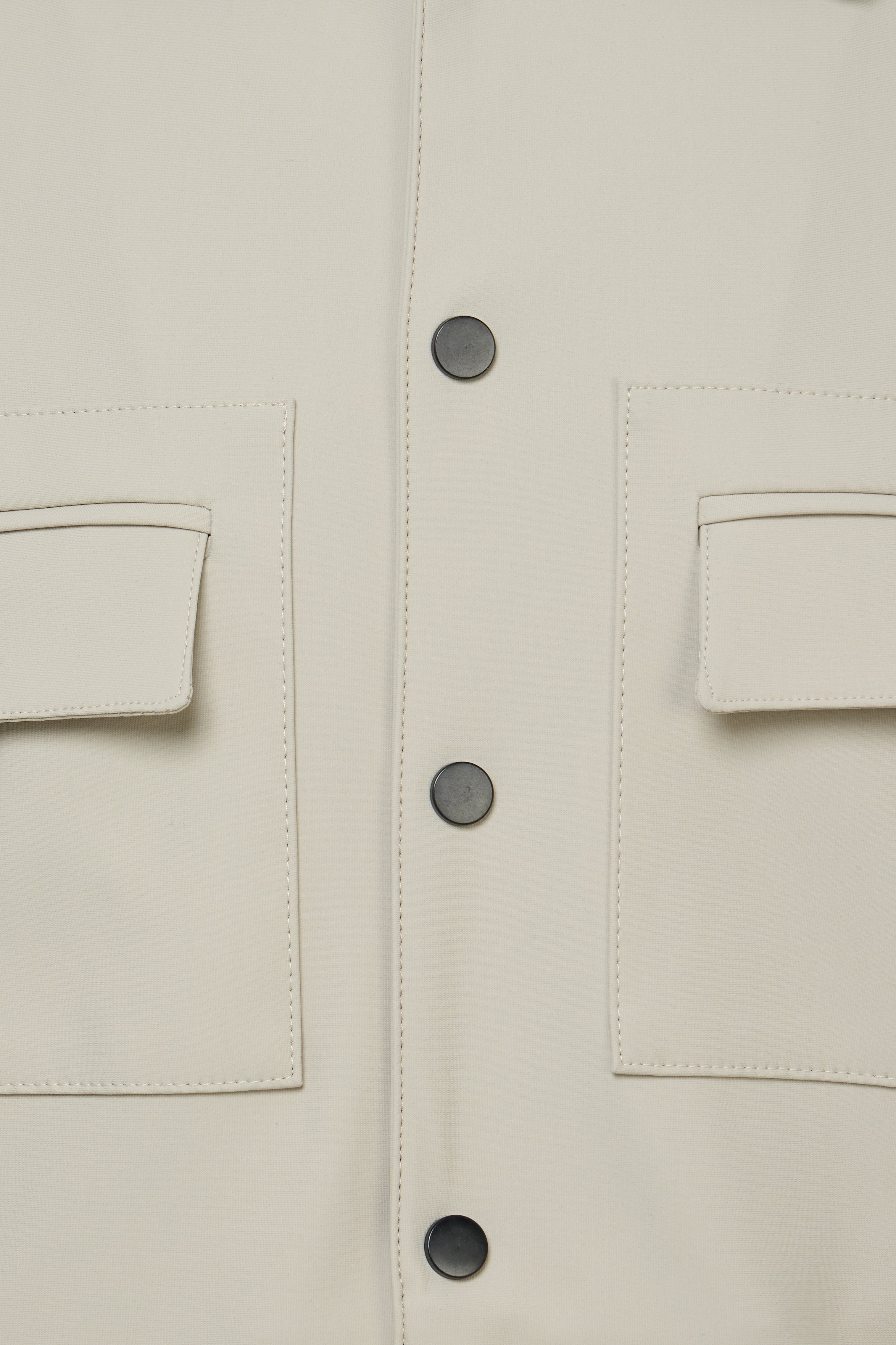 Beige 4-Way Stretch Water-Repellent Shirt Jacket