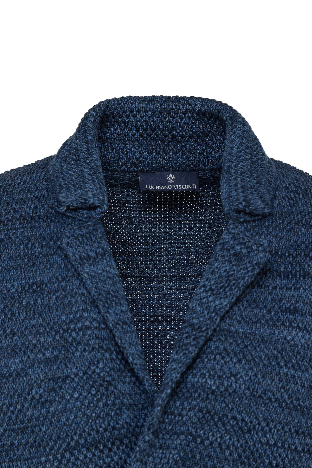 Navy Double Breasted Braided Knit Sweater