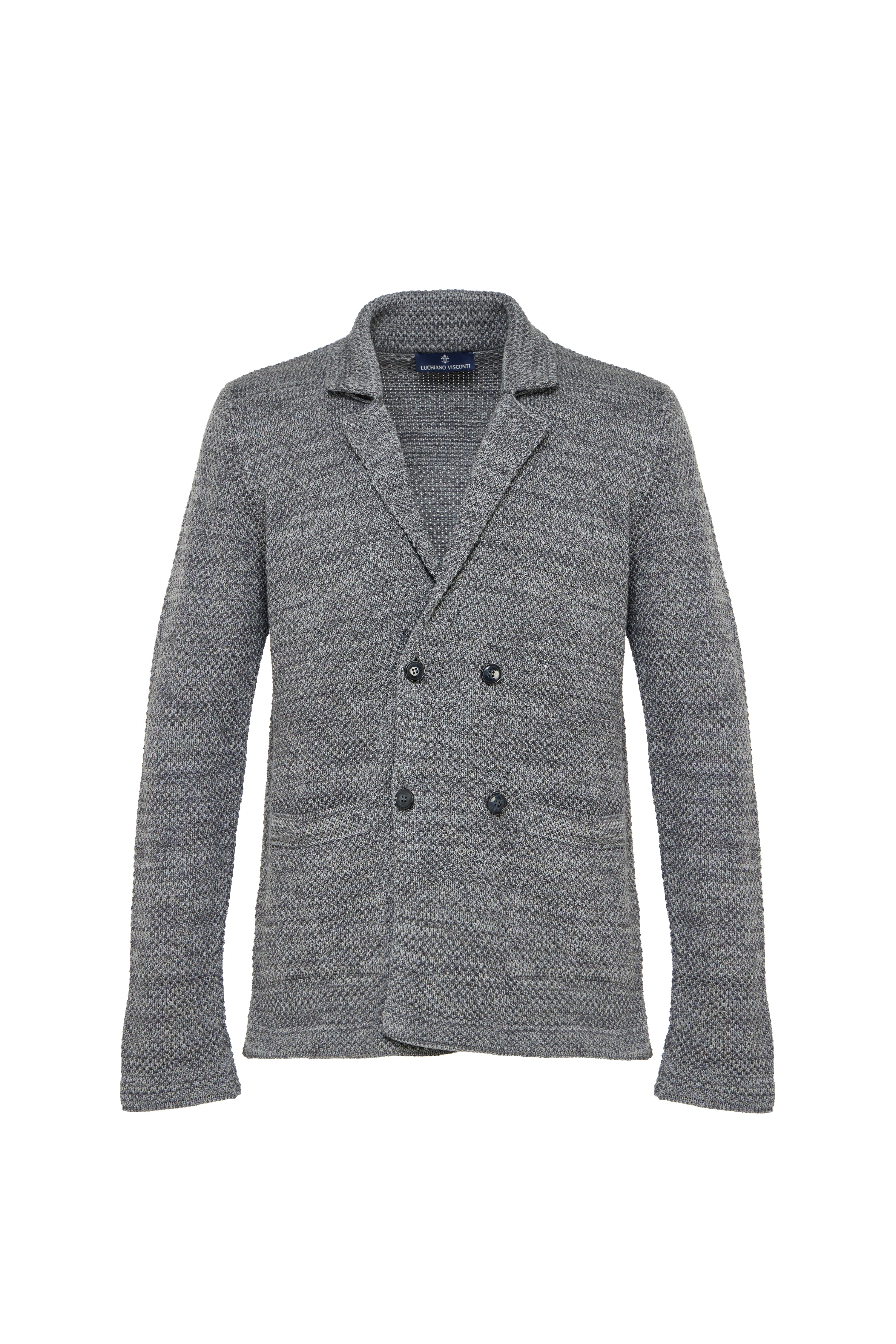 Dark Grey Double Breasted Braided Knit Sweater