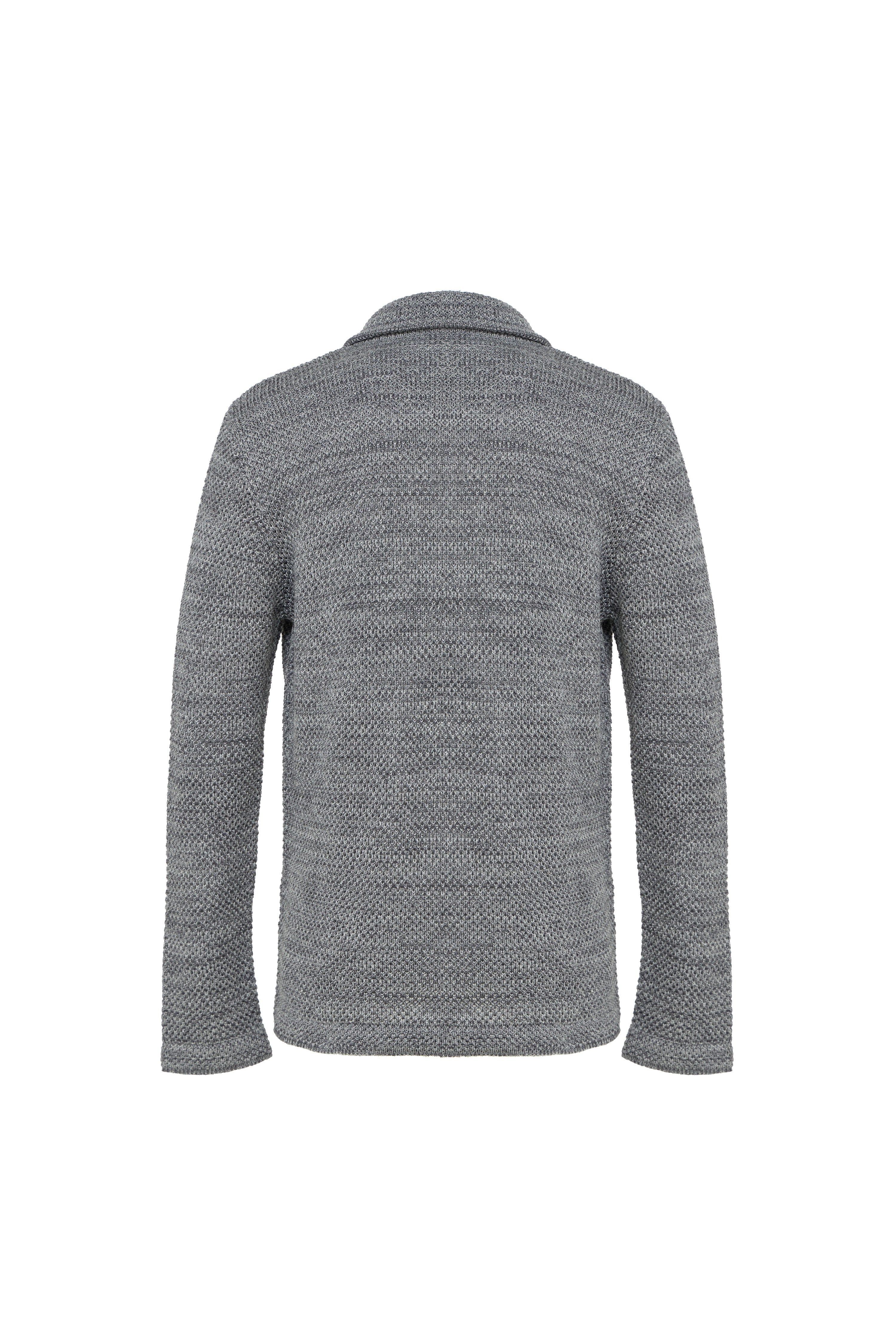 Dark Grey Double Breasted Braided Knit Sweater