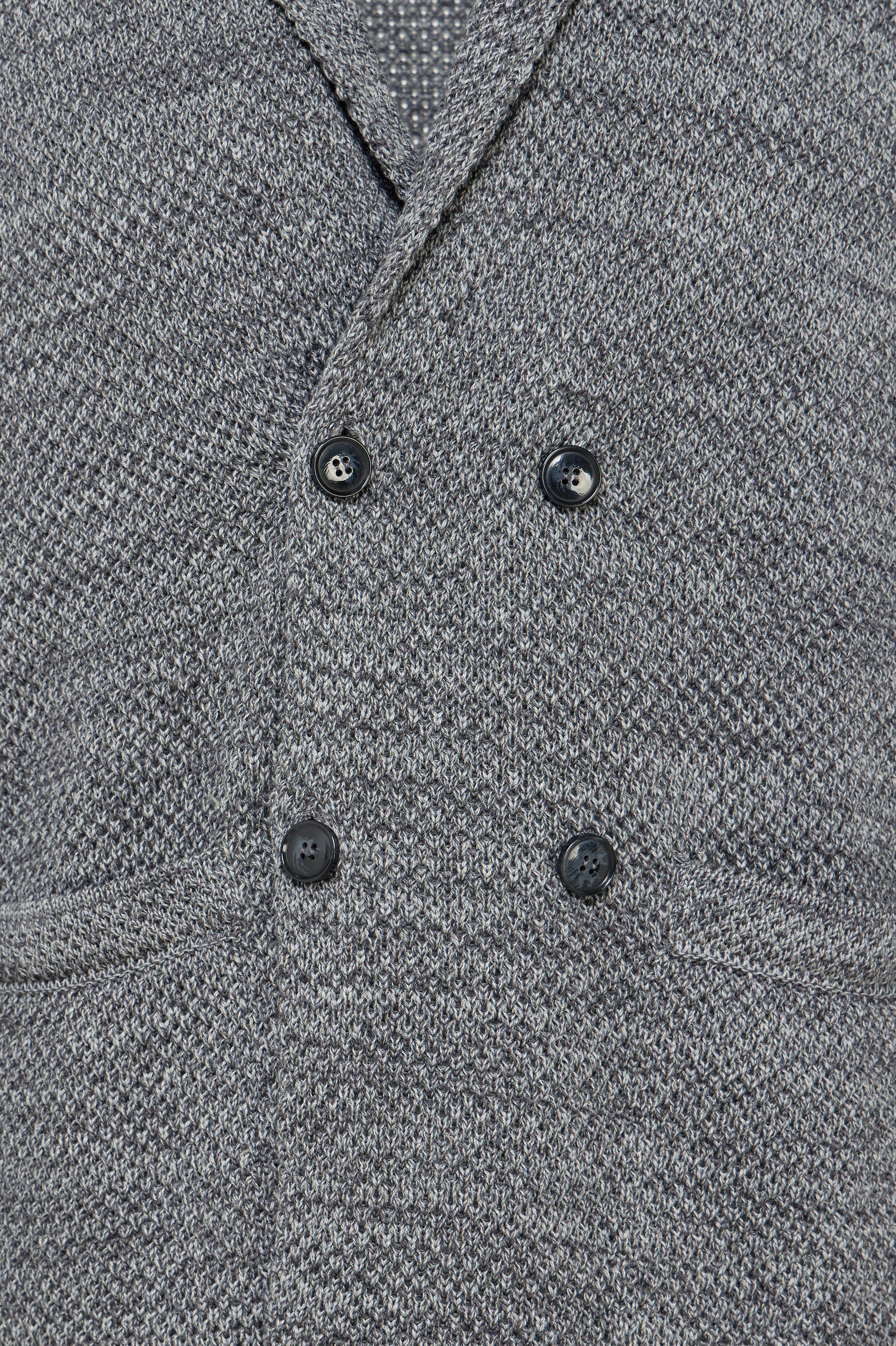 Dark Grey Double Breasted Braided Knit Sweater