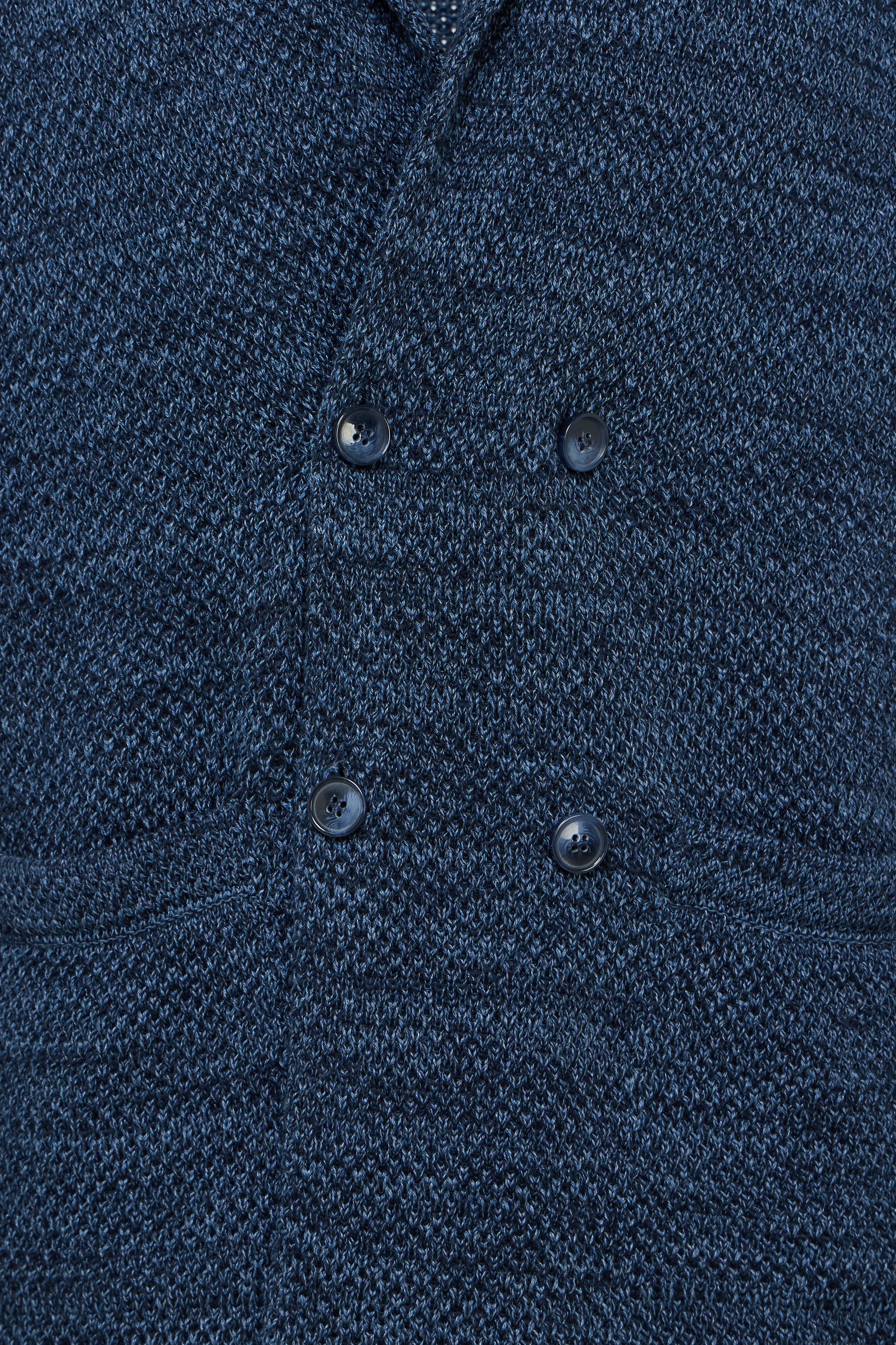 Navy Double Breasted Braided Knit Sweater