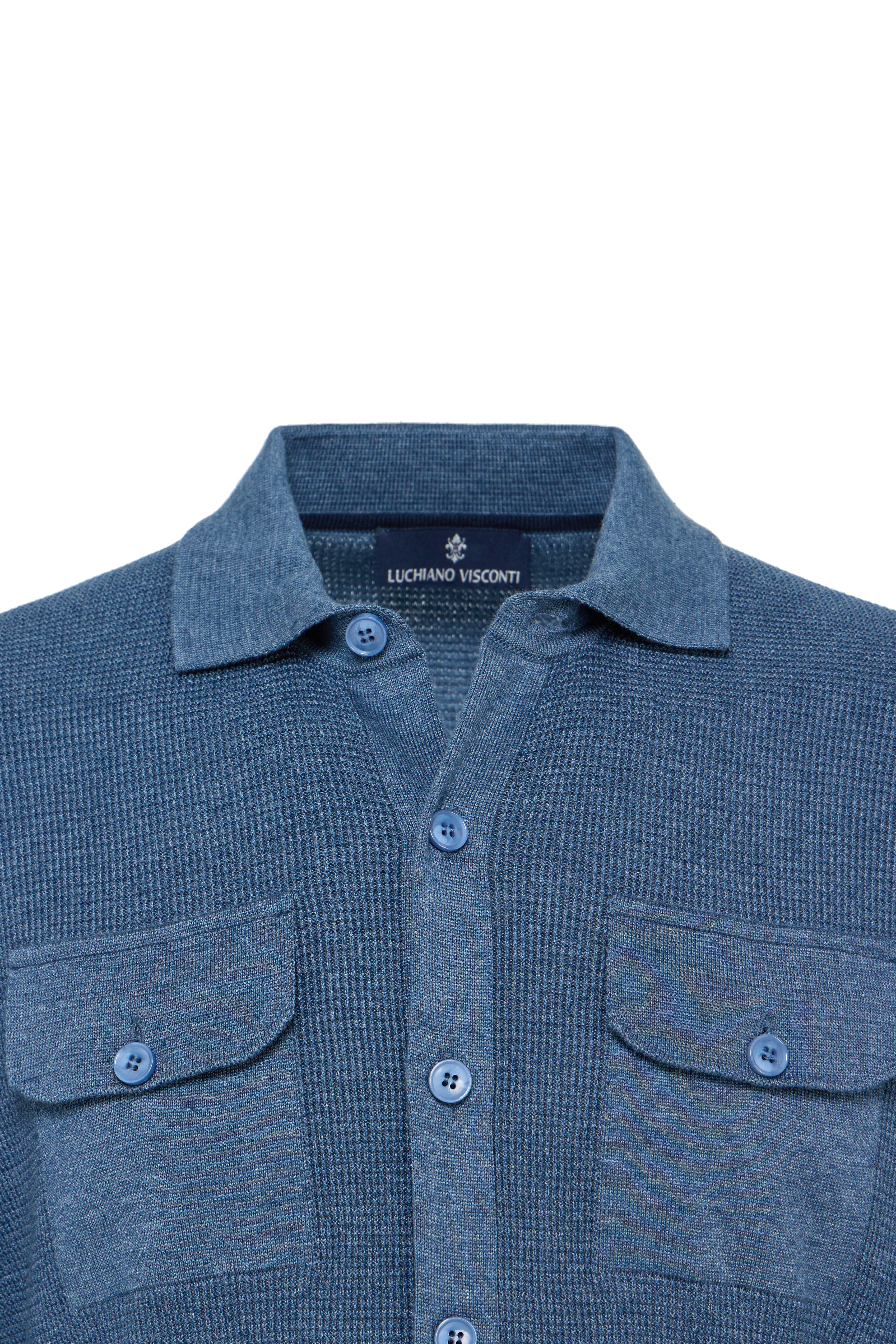 Full Button Waffle Knit Sweater with Double Pockets