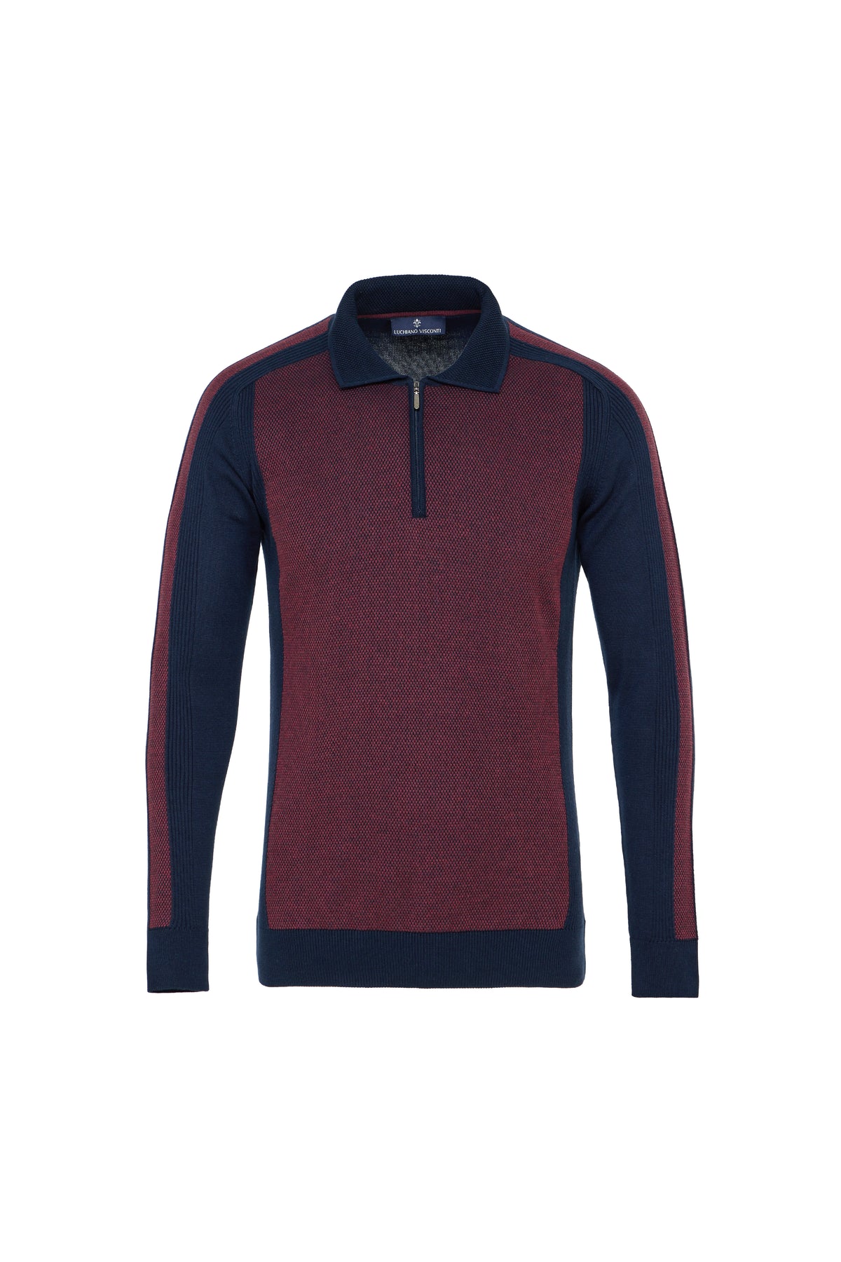 Bordeaux Diamond Weave Quarter Zip Sweater