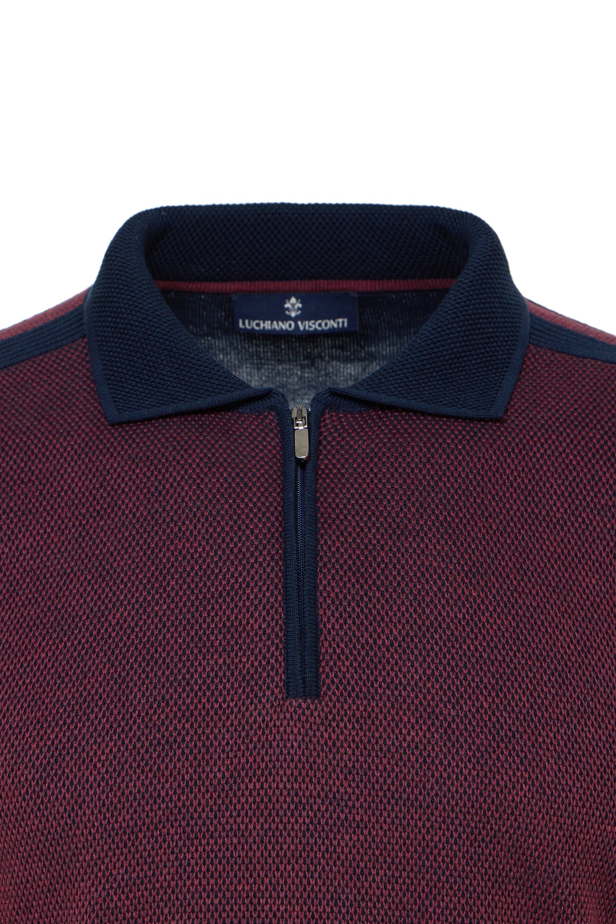 Bordeaux Diamond Weave Quarter Zip Sweater