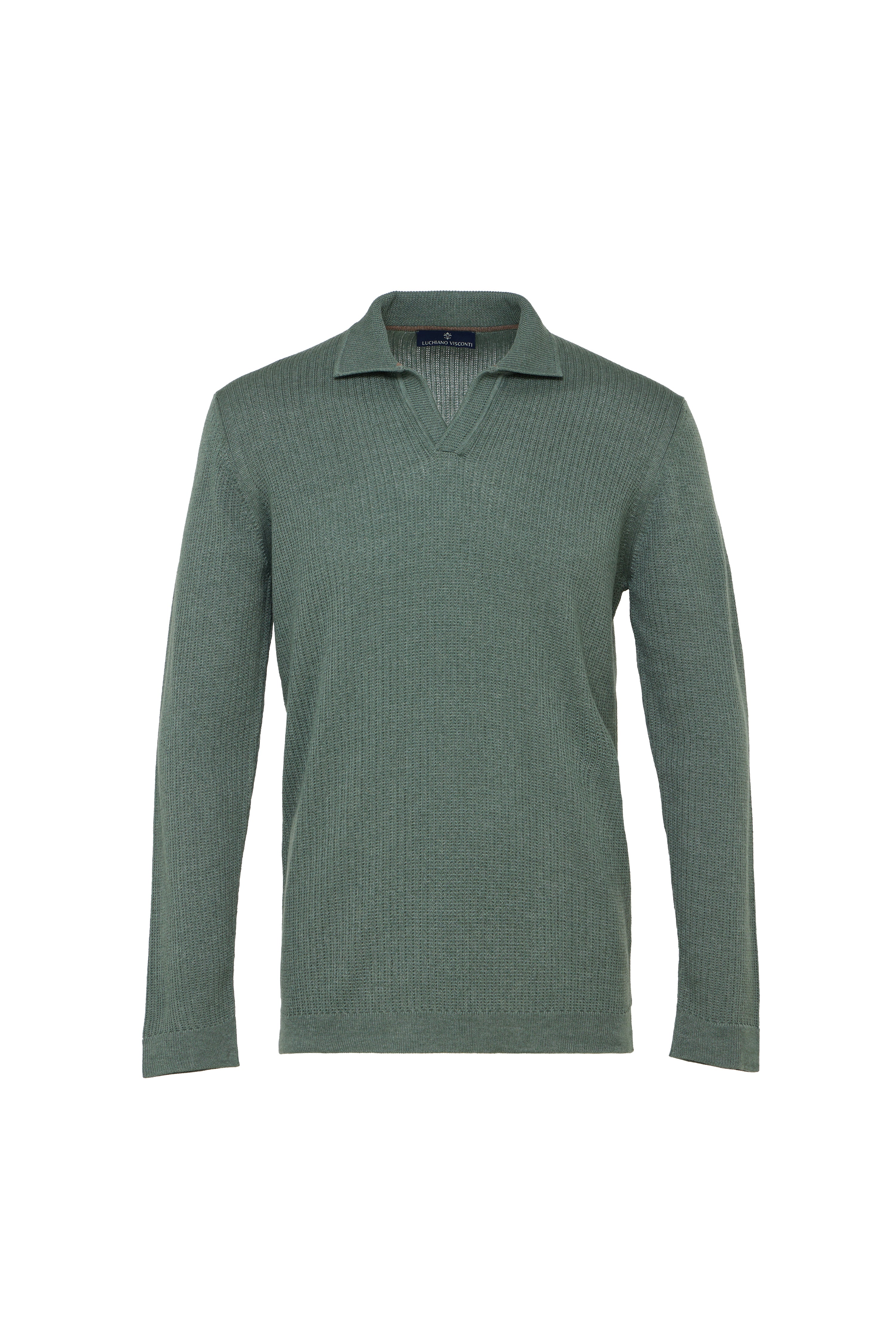 Green Eco-Blend Long Sleeve Polo