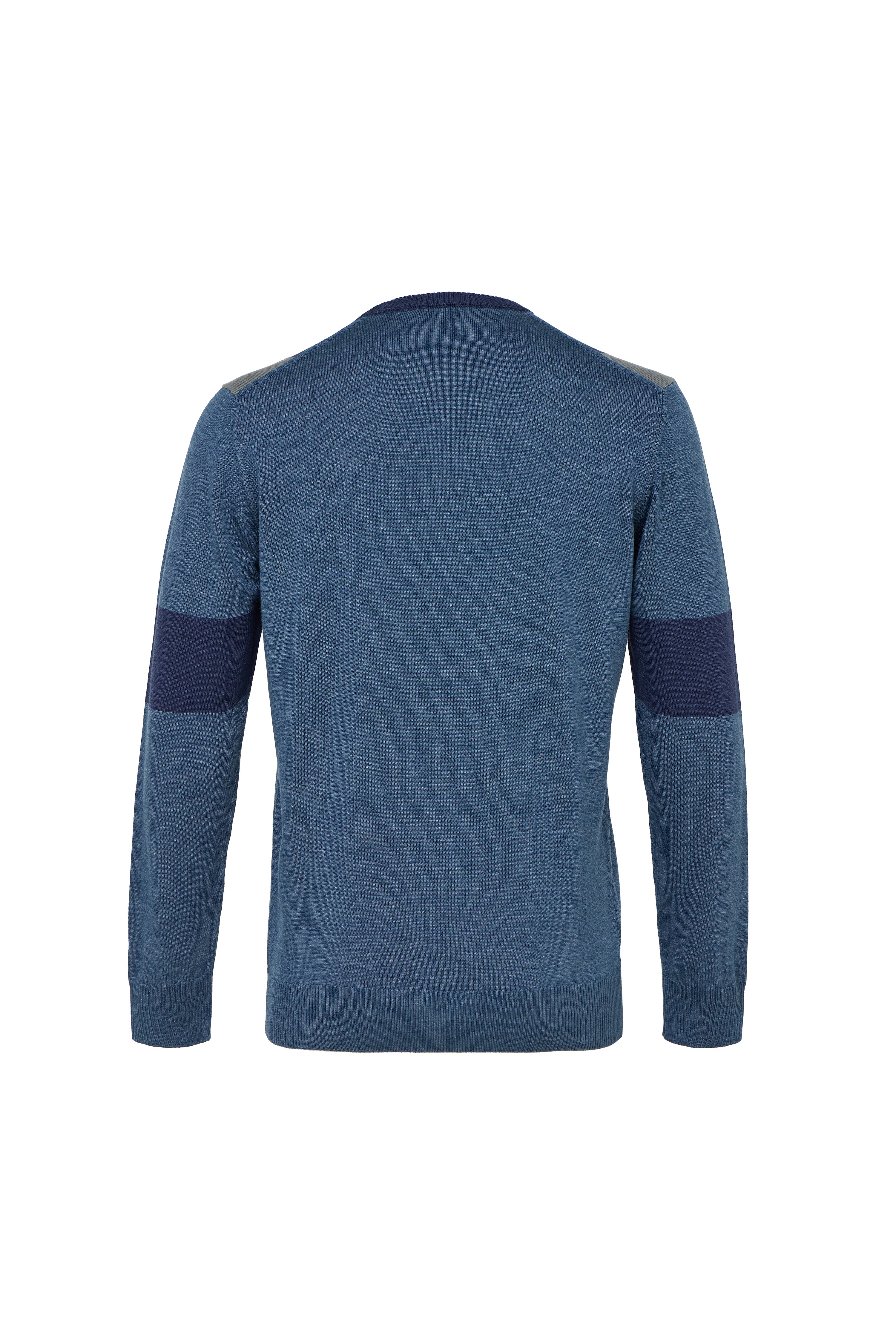 Navy Multi Paneled Crew Neck Sweater