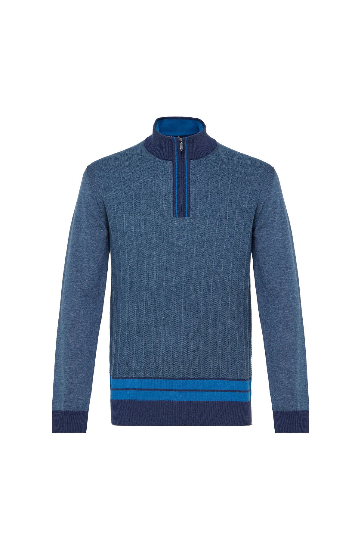 Indigo Quarter Zip Chevron Sweater