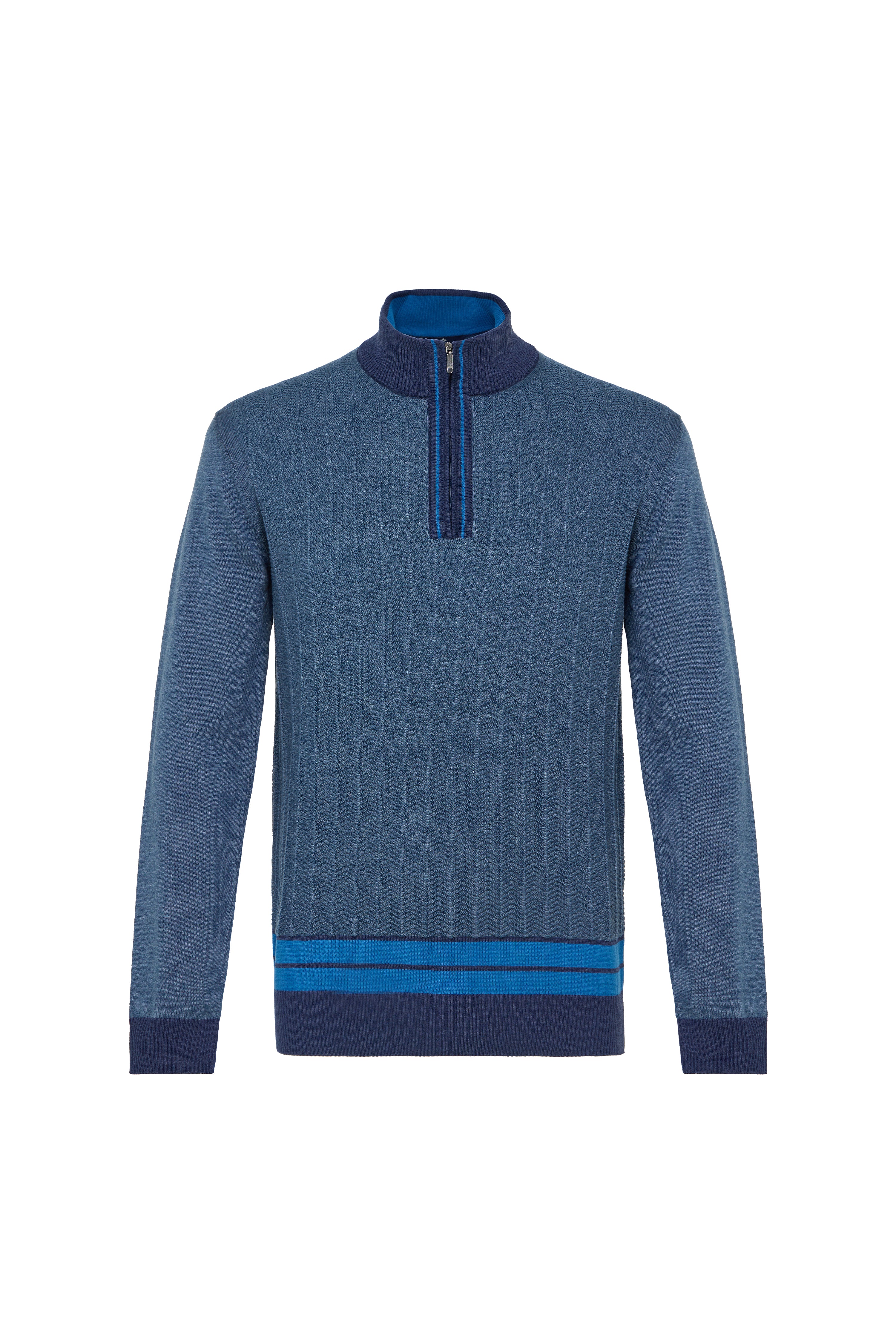 Indigo Quarter Zip Chevron Sweater