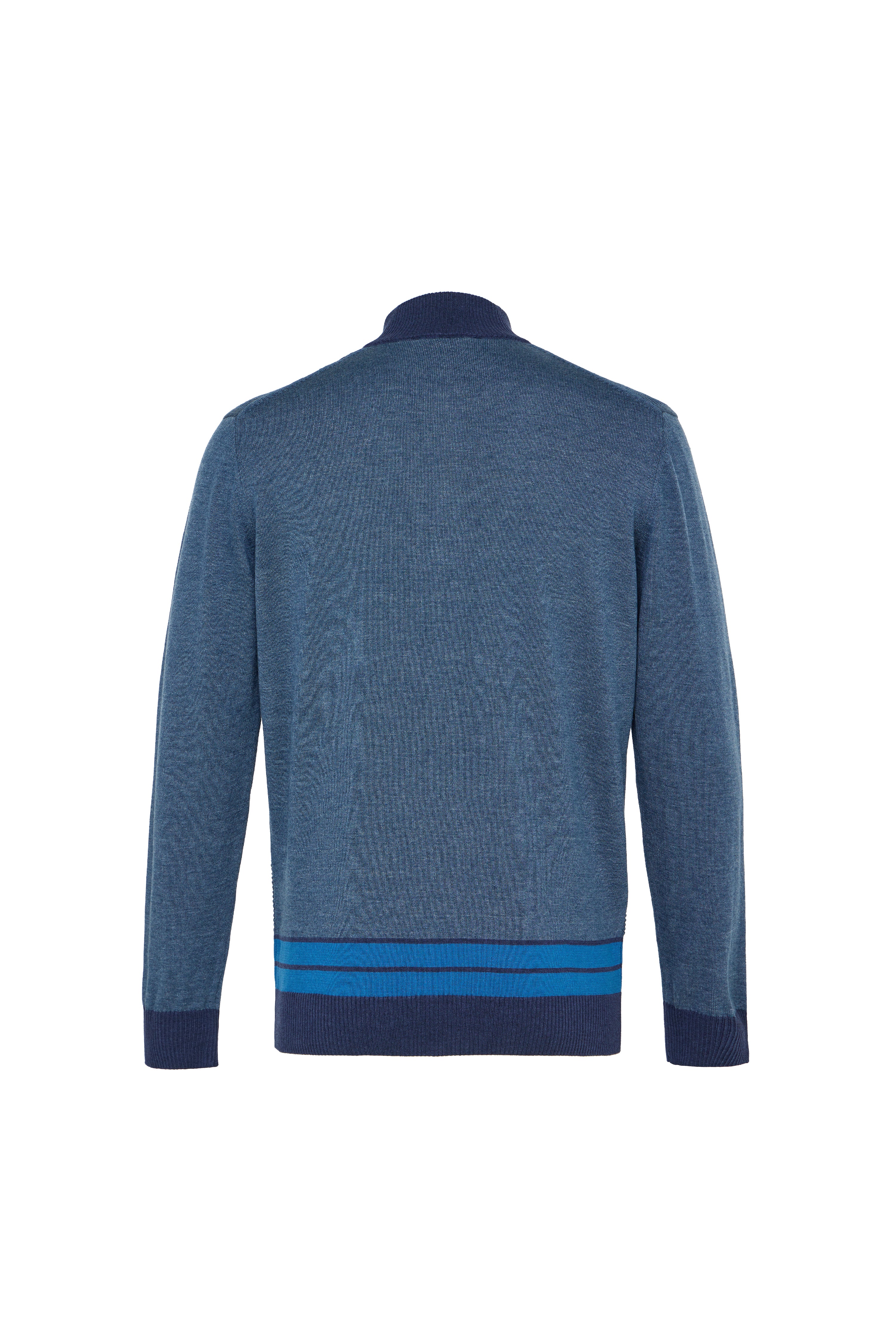 Indigo Quarter Zip Chevron Sweater