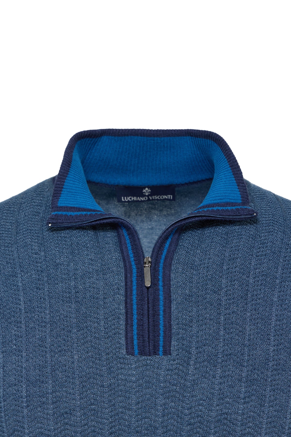 Indigo Quarter Zip Chevron Sweater