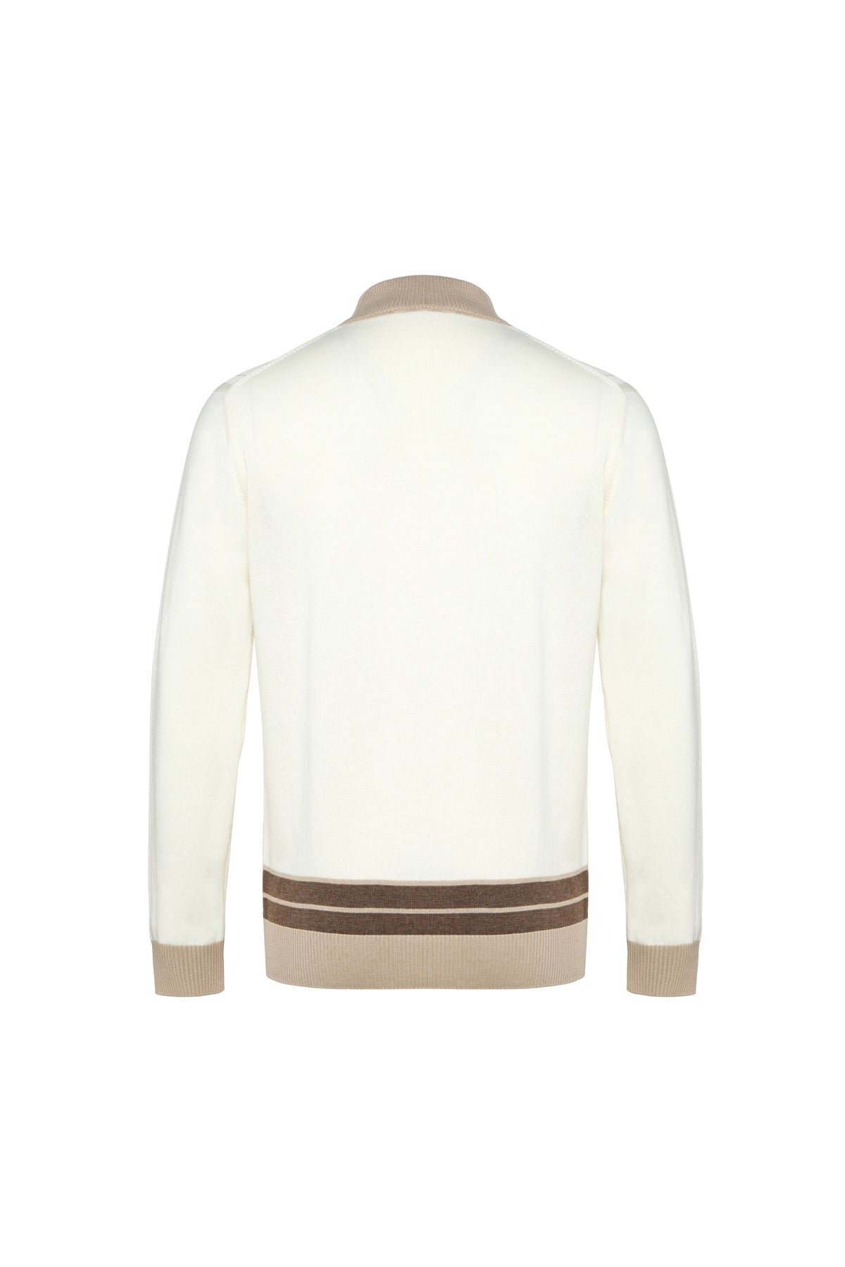 Ecru Quarter Zip Chevron Sweater