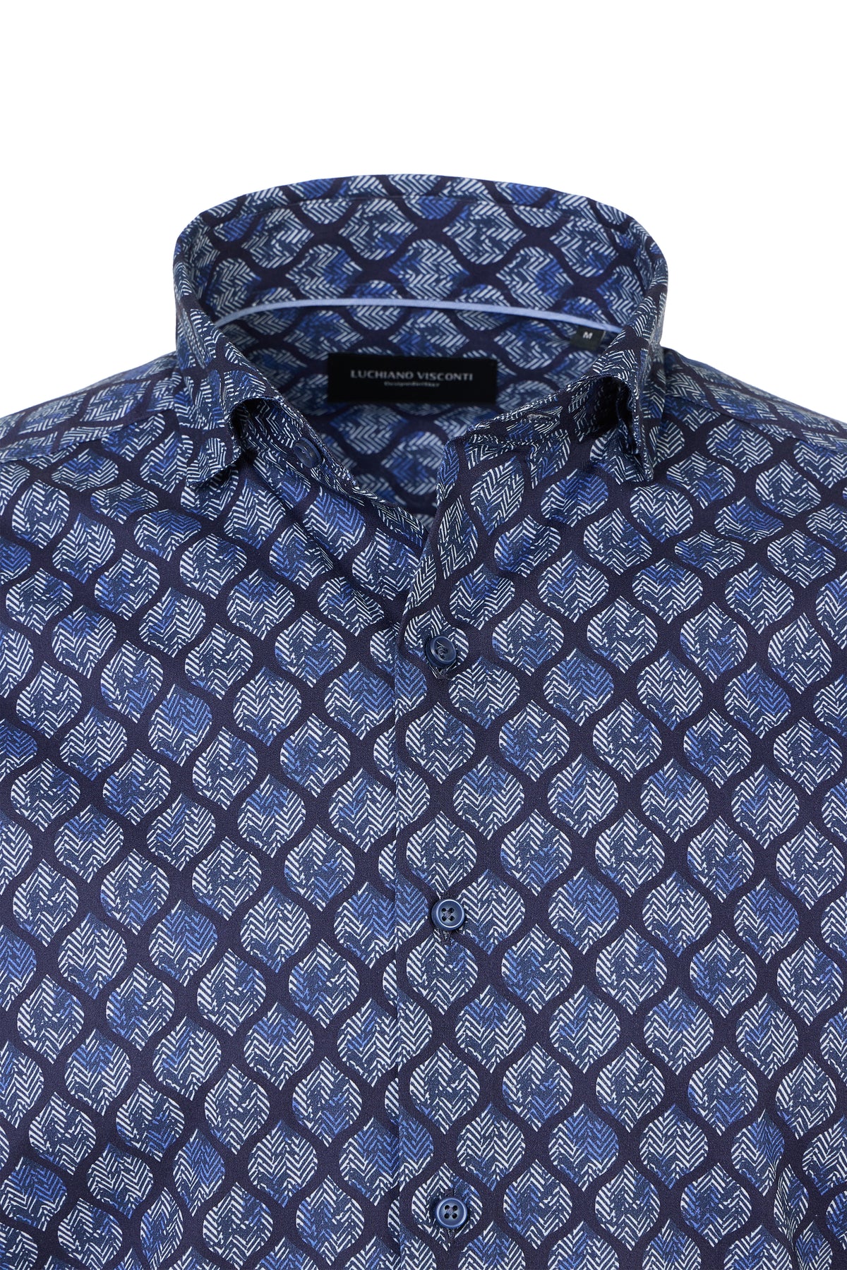 Indigo Leaf Herringbone Print Shirt